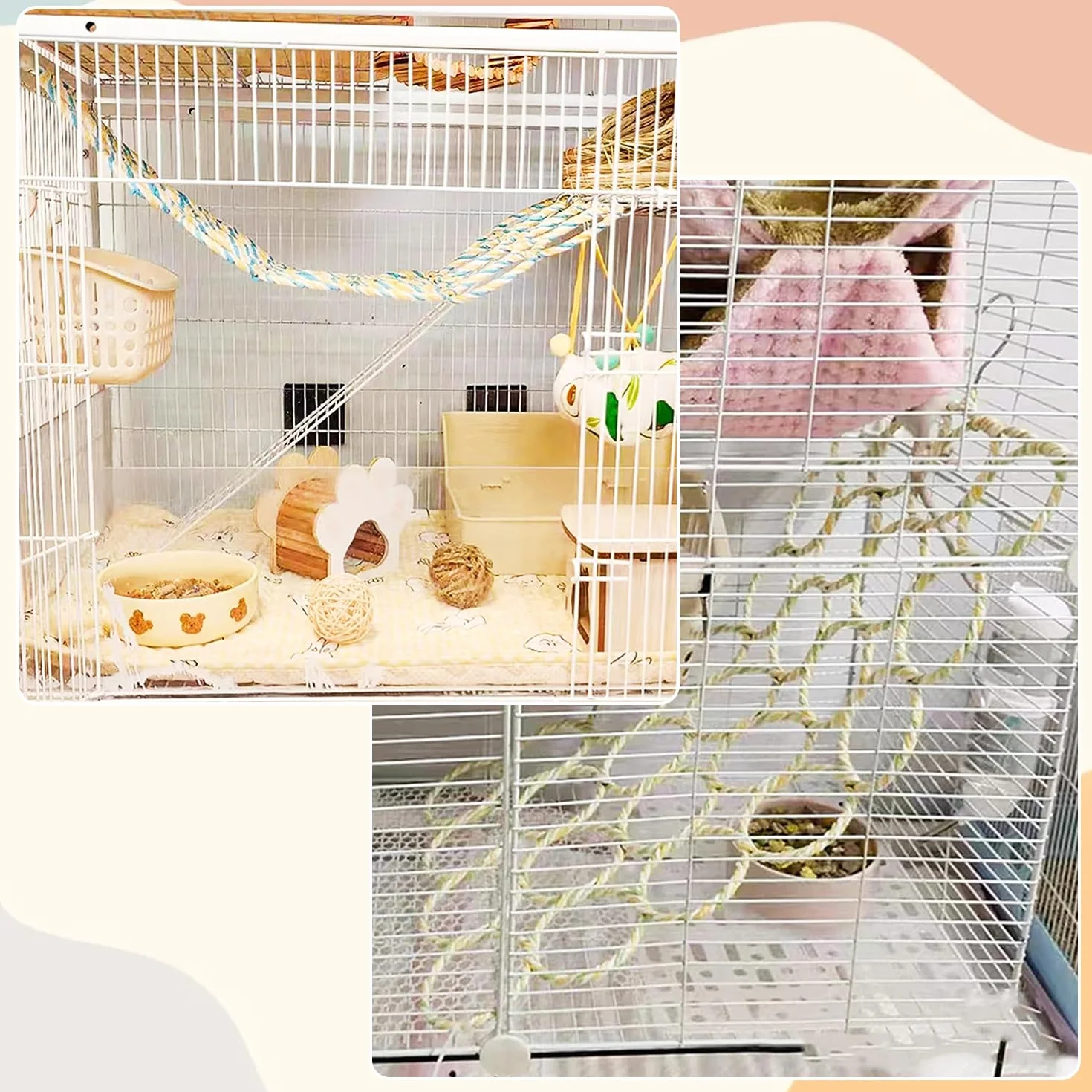 Rete da Arrampicata per Piccoli Animali, Giocattolo per Gabbie di Uccelli, Roditori e Rettili, 2 Pezzi