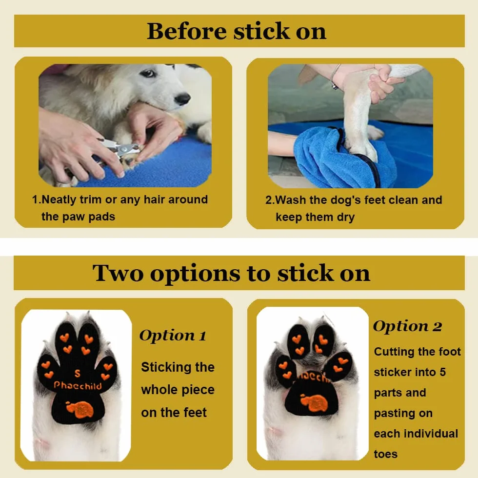 Cani Protezioni Zampe Pads Antiscivolo Autoadesivo Cane Calze Scarpe Sostituzione Nero 80 pz XXL