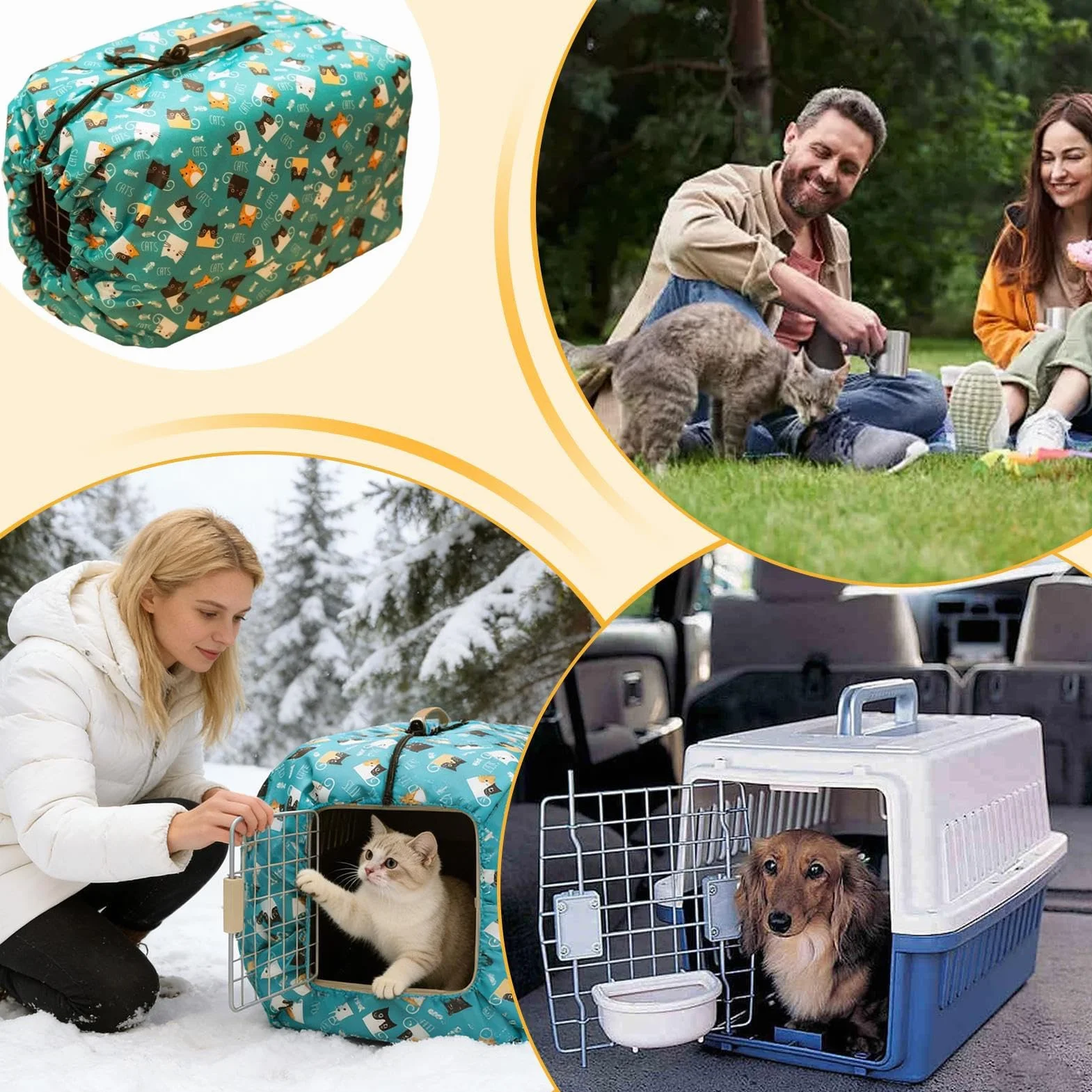 Copertura per gabbia per cani Protettiva Isolata con Coulisse Regolabile