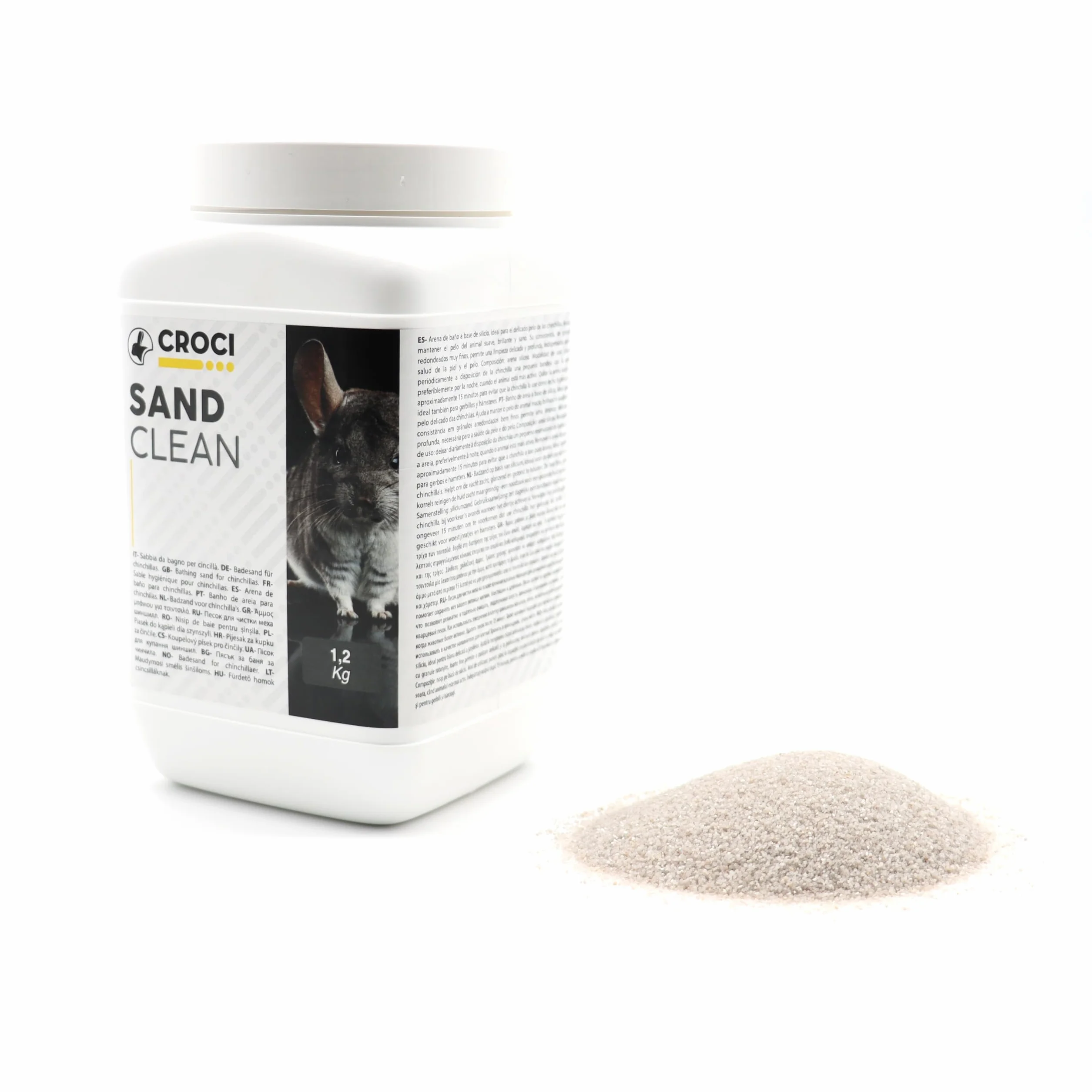 Croci Sand Clean - Sabbia fine per cincilla, criceti e piccoli roditori, a base di silicio, per il pelo dei roditori, 1,2 Kg