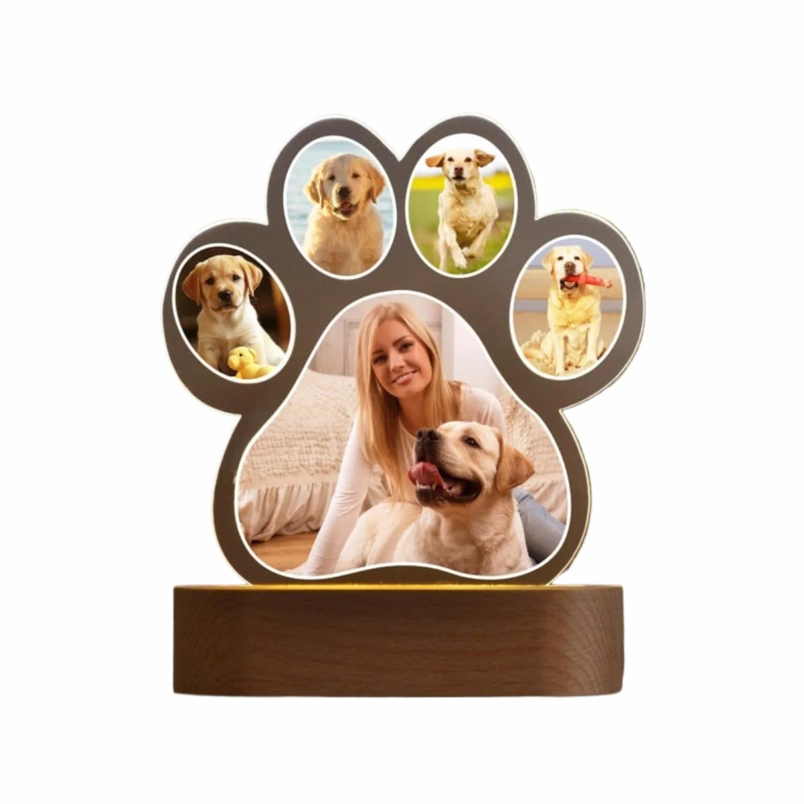 Luce notturna personalizzata con foto a forma di zampa di cane, in acrilico, decorazione per la casa (3 colori)