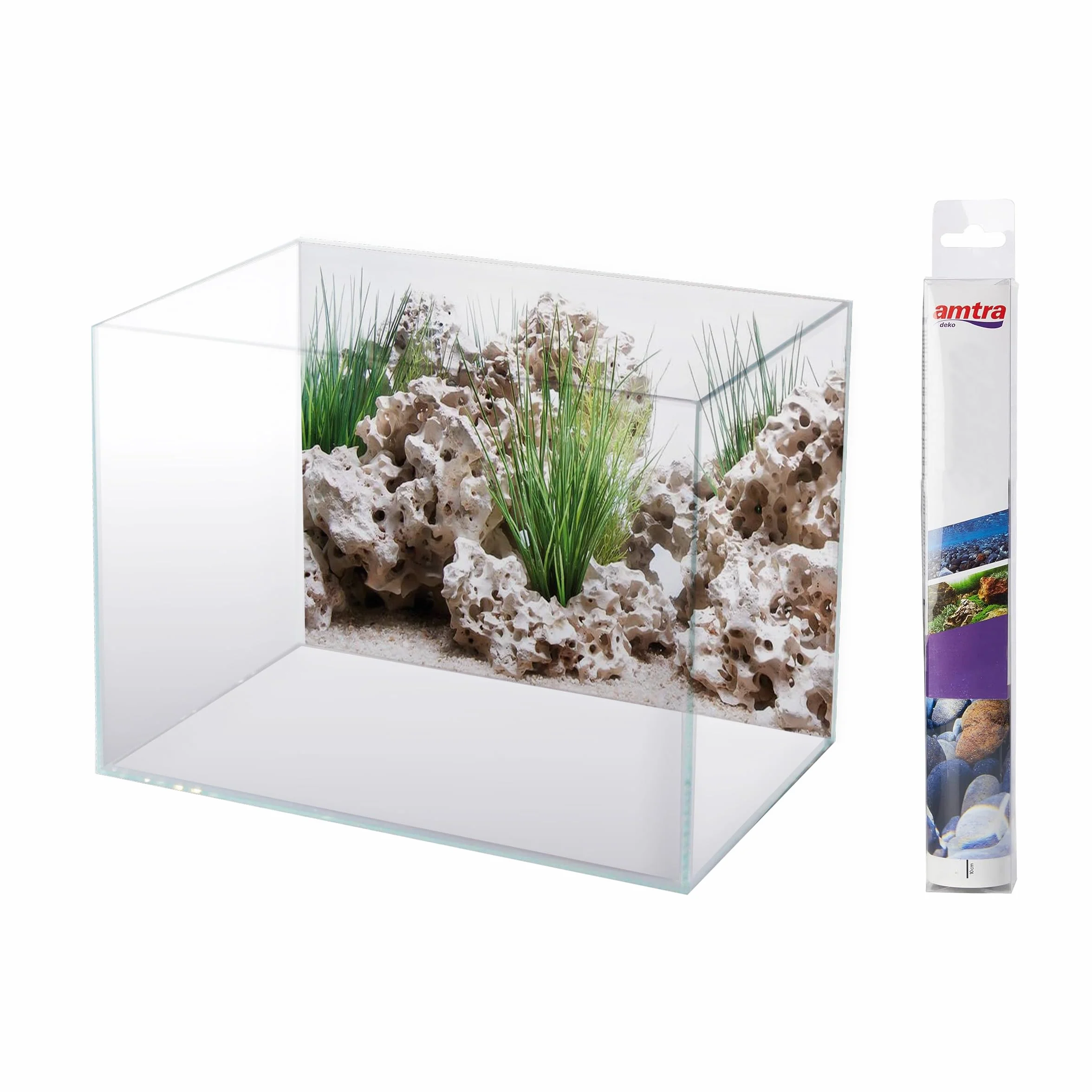 AMTRA WONDER - Sfondo in poster per acquario, decorazione dell'acquario, poster decorativo con doppia stampa, formato 30x60cm