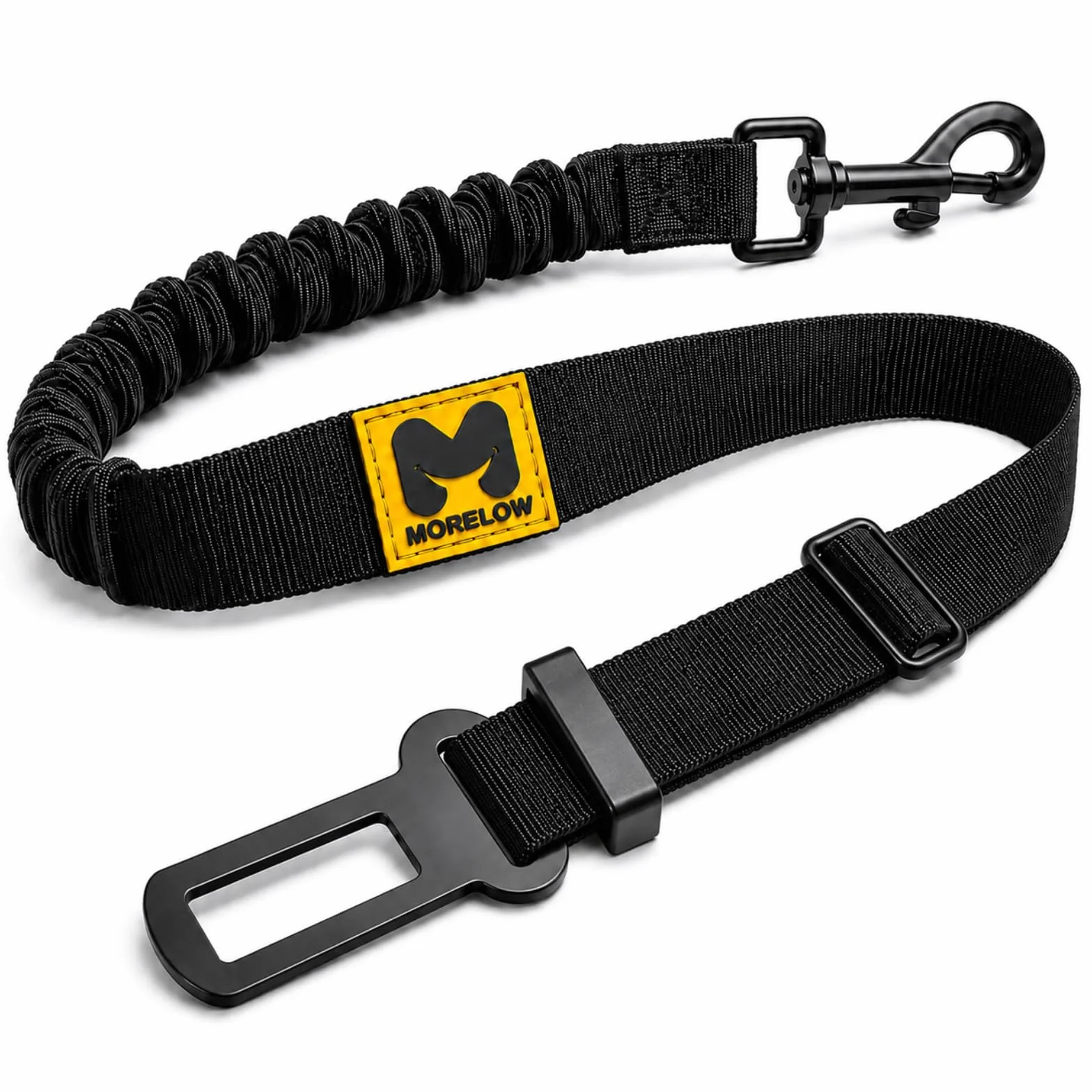 MORELOW Cintura Auto Per Cani - Cintura di Sicurezza per Cani Elastica Anti Shock che Riduce gli Strappi - Regolabile con Gancio Rinforzato - Compatibile con Tutte le Auto