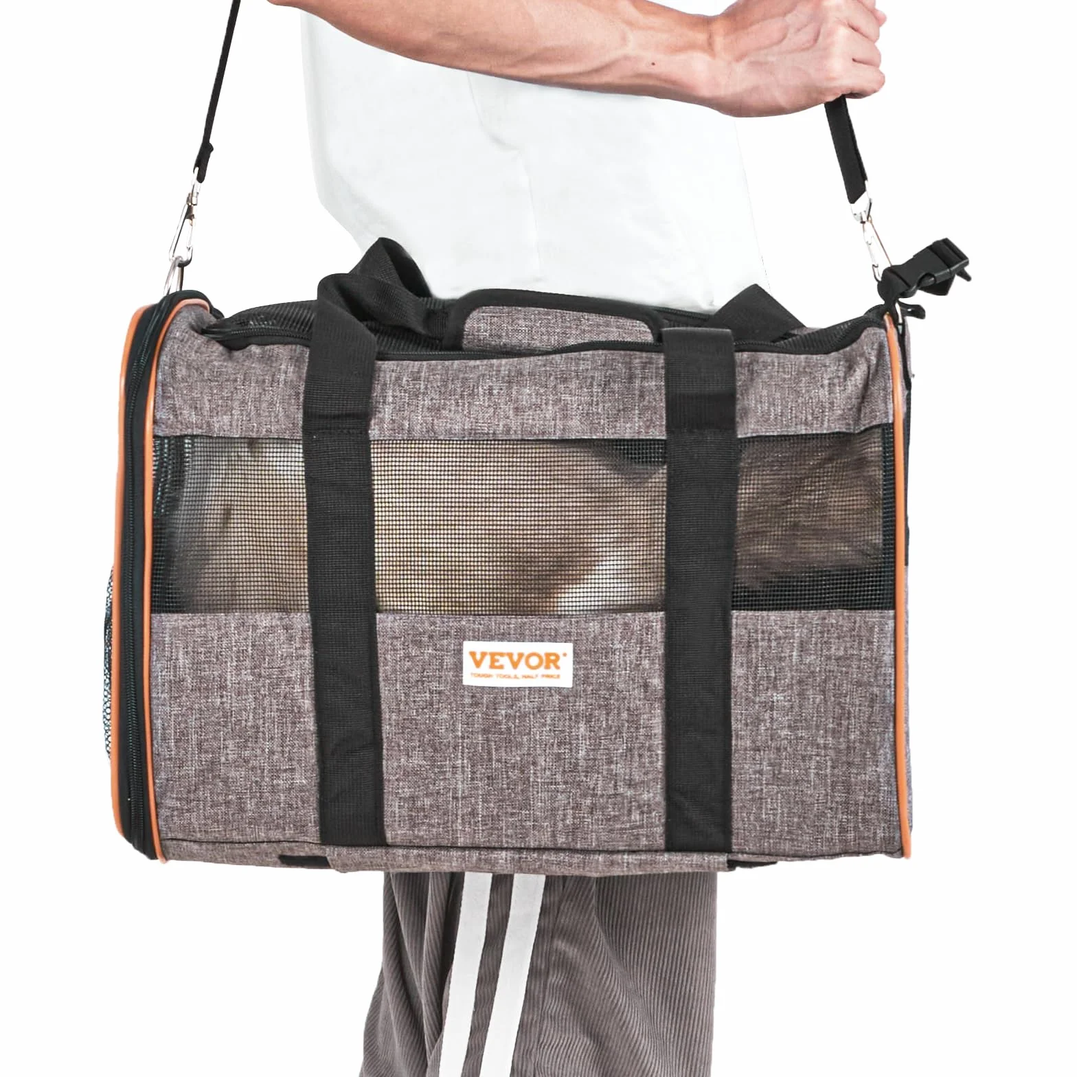 VEVOR Trasportino per Cani e Gatti con Maniglia Telescopica e Ruote, Carico Massimo 9,9 kg Borsa Porta Animali Domestici Approvato dalla Compagnia Aerea, Tessuto Oxford 600D Cerniera Autobloccante