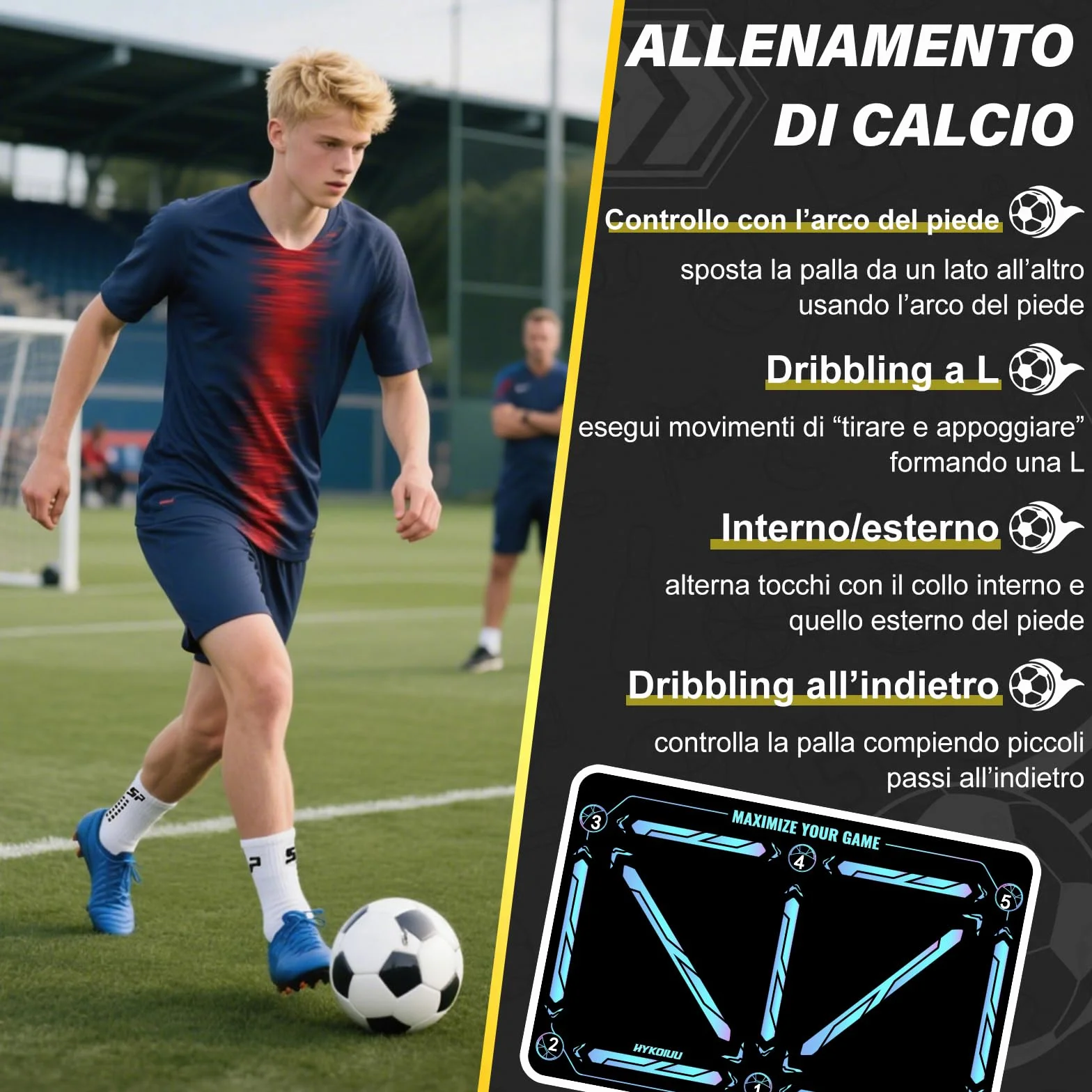 Tappeto Calcio Allenamento Con Video di Allenamento Inclusi Tappetino Per Agilità Accessorio Per L'Allenamento Del Calcio Tappeto Da Allenamento Per Il Calcio Regalo Per
