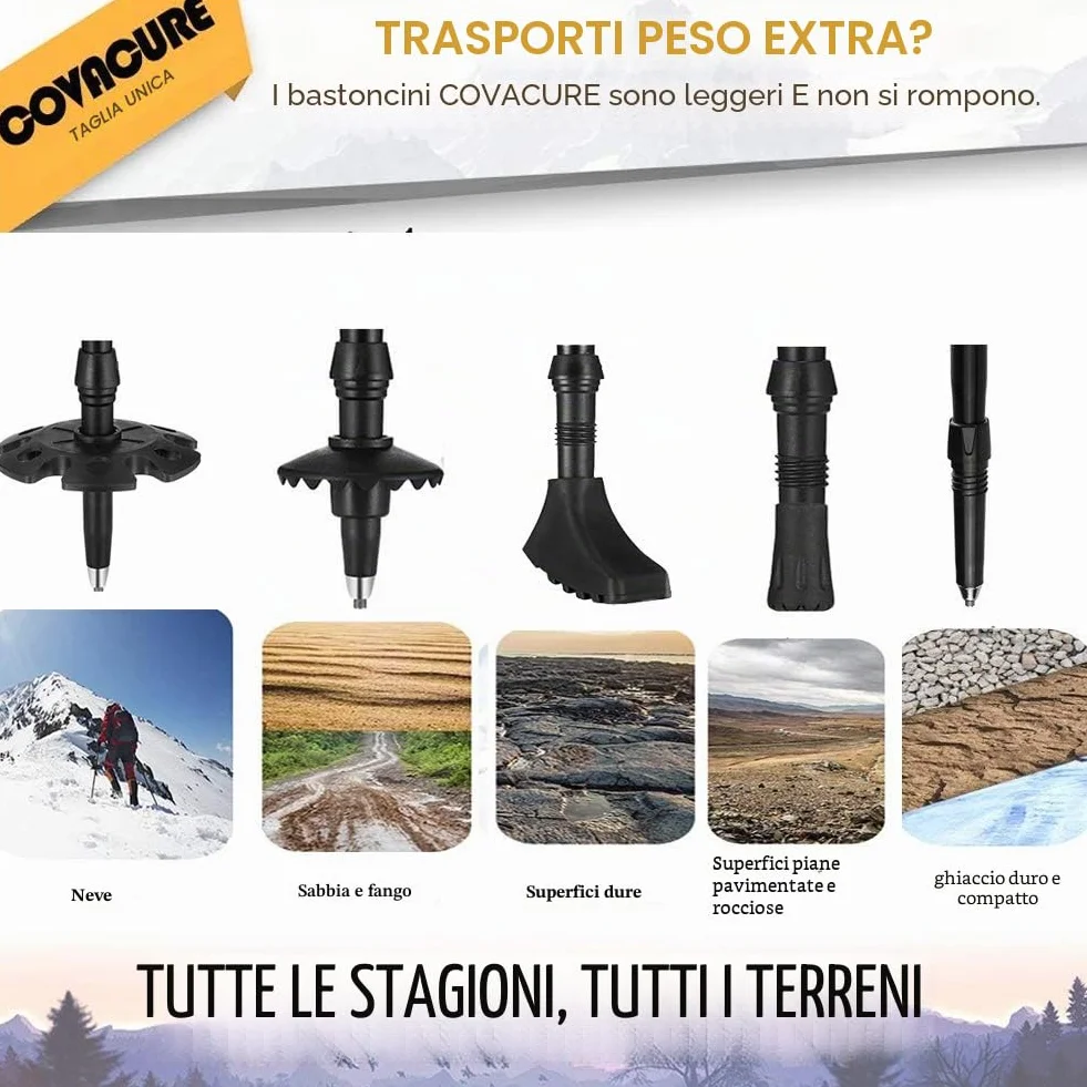 Bastone da passeggio pieghevole in sughero, antiscivolo, anti-urto per trekking e alpinismo