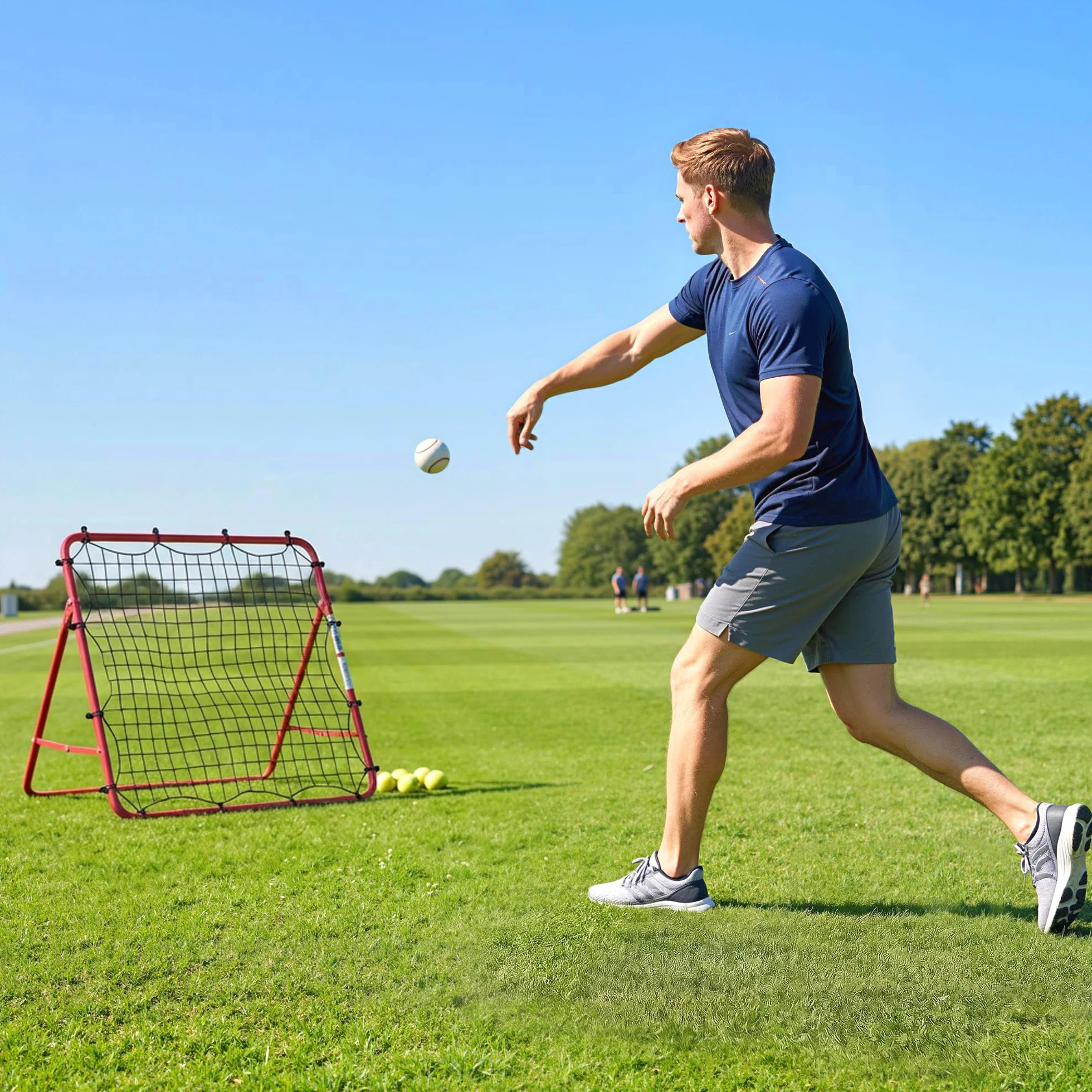 SPORTNOW Rete Rebounder per Calcio, Facile da Montare, Rete Rimbalzo Calcio con 5 Angolazioni Regolabili, Attrezzatura Portatile per Allenamento Calcio, Baseball e Softball in Giardino Parco