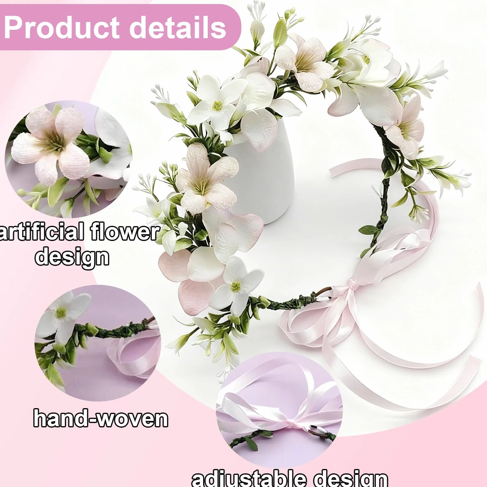 Papillon per Cane, Fiore Elegante con Fiori e Nastro, Adatto a Tutte Le Taglie di Cane, Regolabile, Perfetto per Matrimoni e Occasioni Speciali