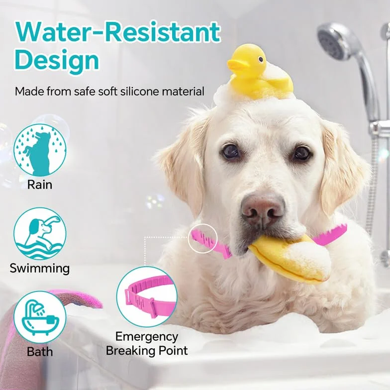 WEALLIN Collare Calmante per Cani Anti-Ansia Regolabile Impermeabile Naturale Feromoni 60 Giorni 2pz Rosa