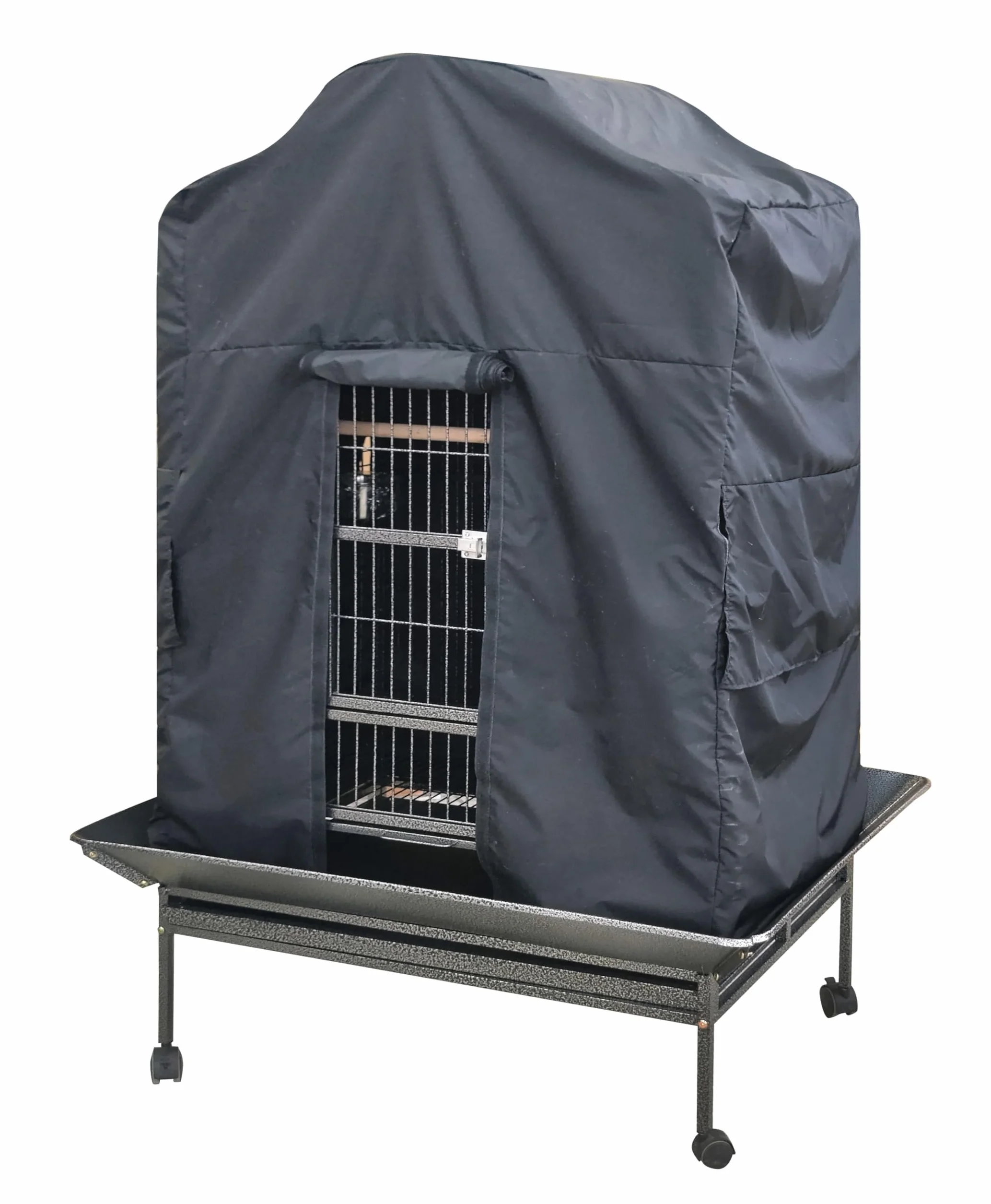 Pet's Solution - Telo Copertura Nero per Gabbia Pappagalli con Tetto Onda e Misura Interna da 101x71x150h cm, Ideato per Favorire il Riposo dei Volatili
