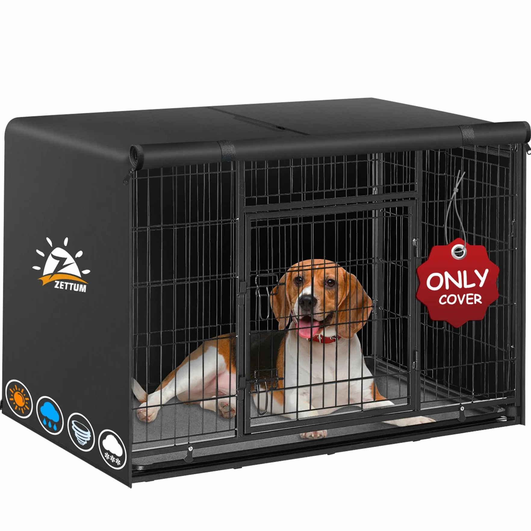 Zettum Copertura della Gabbia per Cani 120 cm, Copertura per Cani Impermeabile e Resistente, Copertura per Animali Domestici in Tessuto Oxford 600D, Universale Copertura per Kennel (121 x 76 x 83 CM)