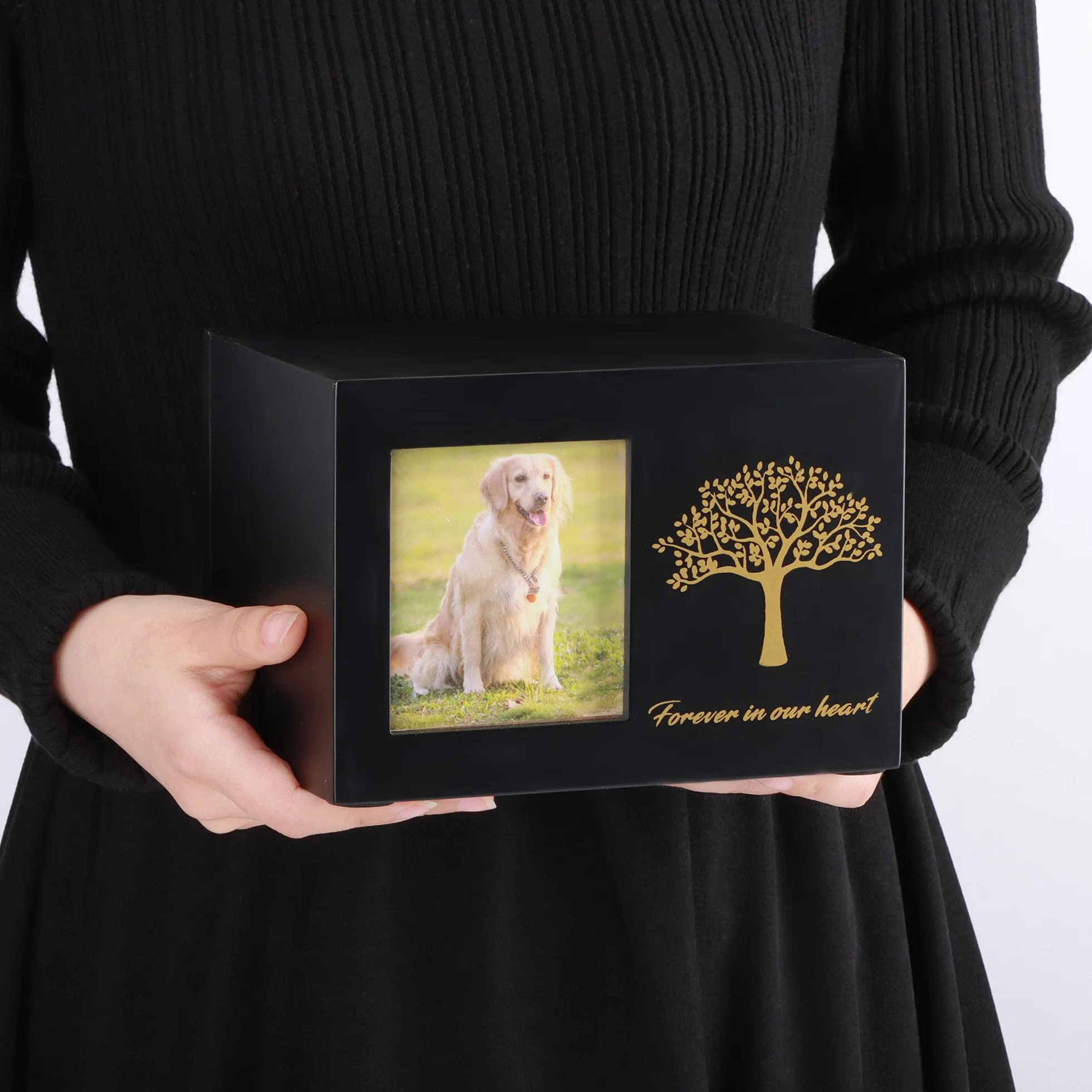 Urne per cani o gatti, cornice portafoto personalizzata e Albero Commemorativo, ceneri in legno, scatola dei ricordi per gatti o cani (25kg)