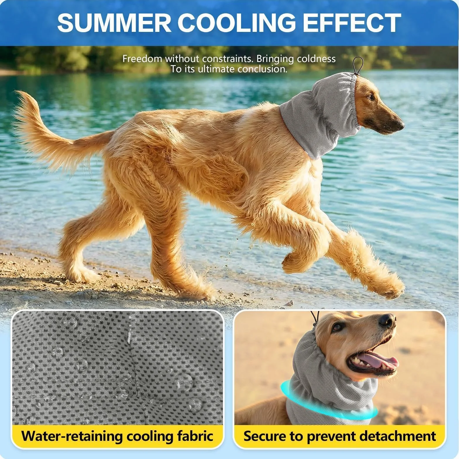 Snood per Cani Copriorecchie Rinfrescante in Tessuto Taglia Piccola Media Grande Estate Spiaggia