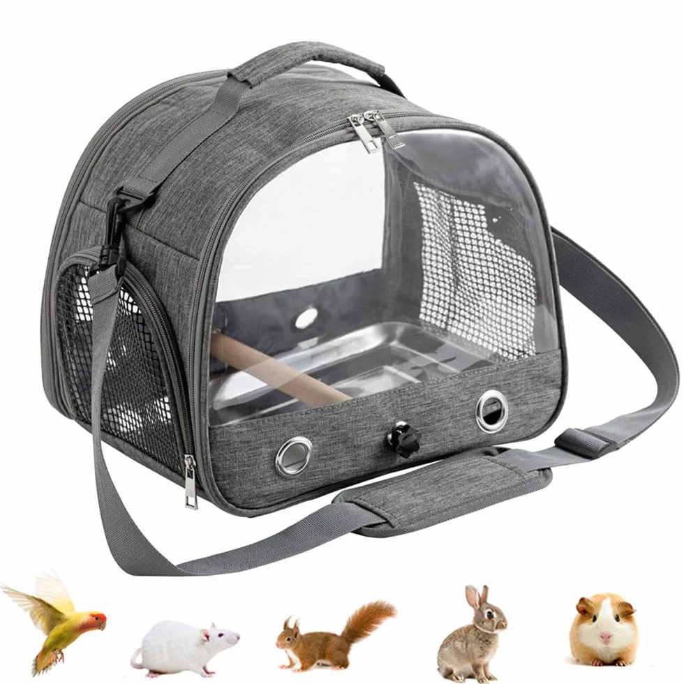 Borsa Da Trasporto per Uccelli,Trasportino Pappagalli, Zaino per Il Trasporto di Uccelli con Supporto per Posatoio con posatoio e vassoio in acciaio inossidabile, per Pappagalli e Piccoli