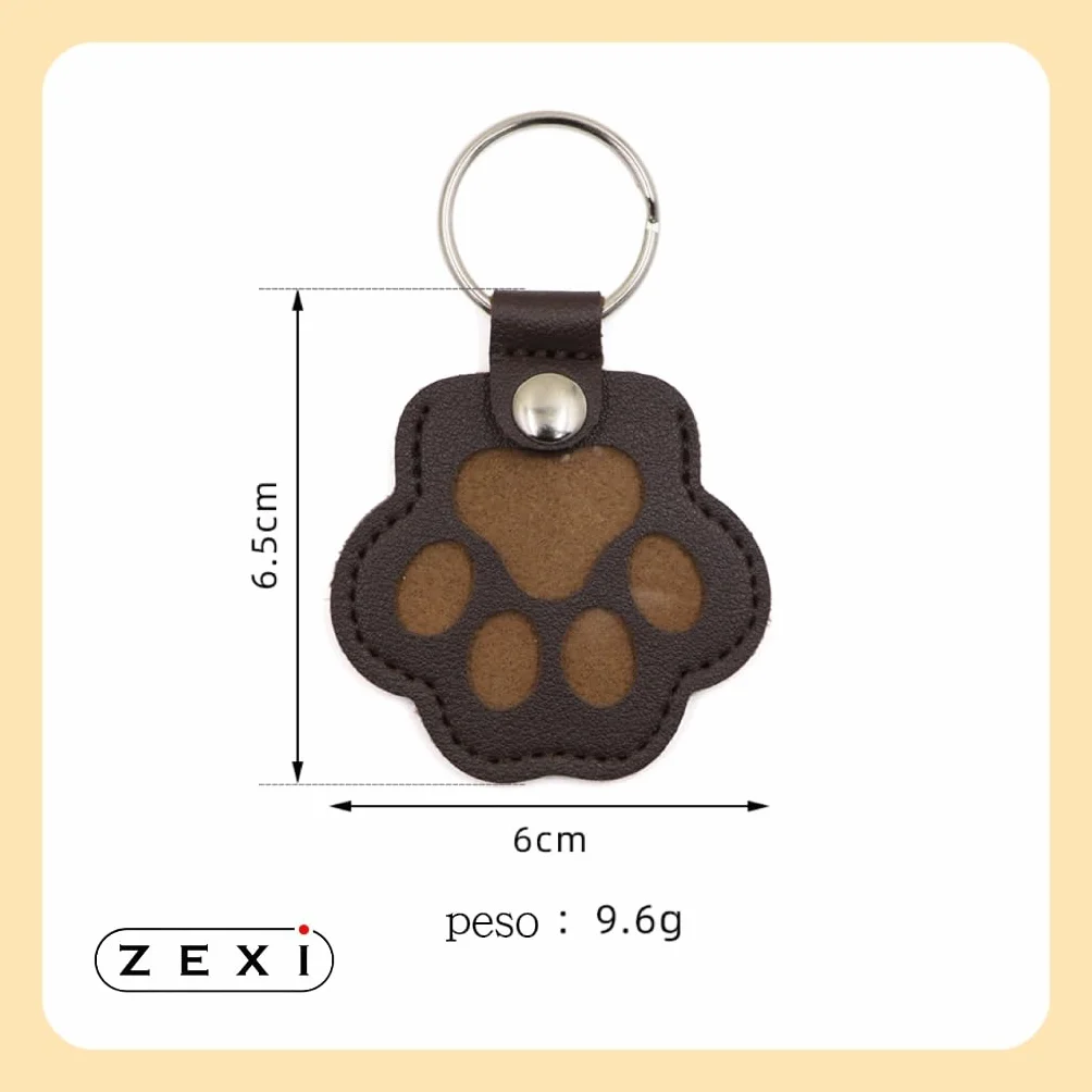 ZEXI 4 Portachiavi Raccogli Pelo per Cani e Gatti, Set da 4 Porta Pelo a Forma di Zampa per Pelo Animale, Accessorio per Cani Gatti, Pelle PU, Nero, Rosso, Marrone, Bianco