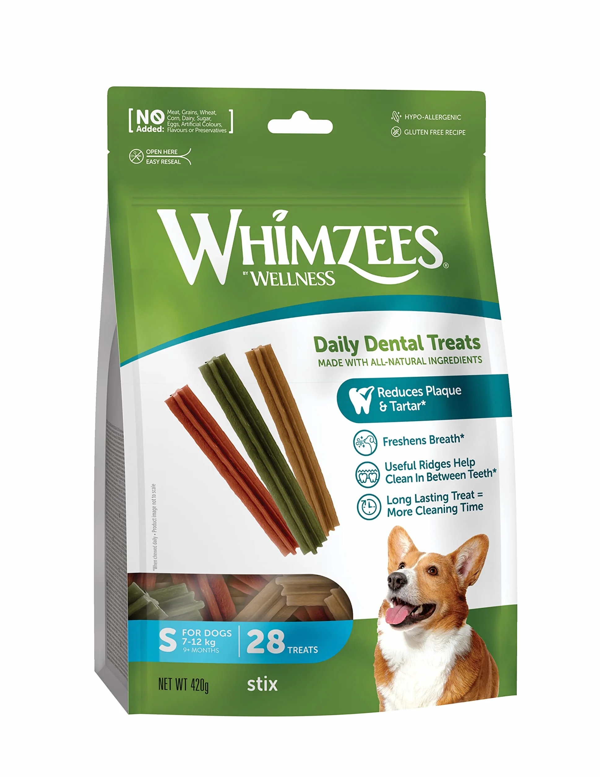 WHIMZEES Stix S, 28 Pezzi – Taglia S, Snack per Cani di Piccola Taglia, Naturali & Senza Cereali, Vegetariane, Senza Zuccheri Aggiunti