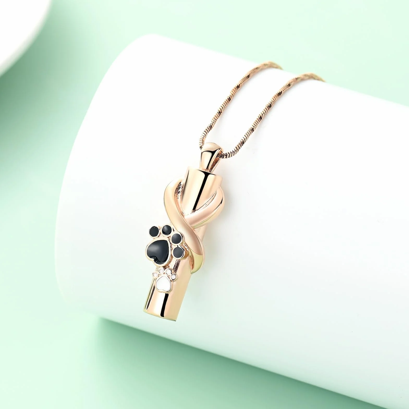 Urna collana per cenere per cane/gatto animali domestici zampa pressione cilindro ciondolo cenere gioielli ricordo animale domestico urna gioielli cremazione gioielli gioielli