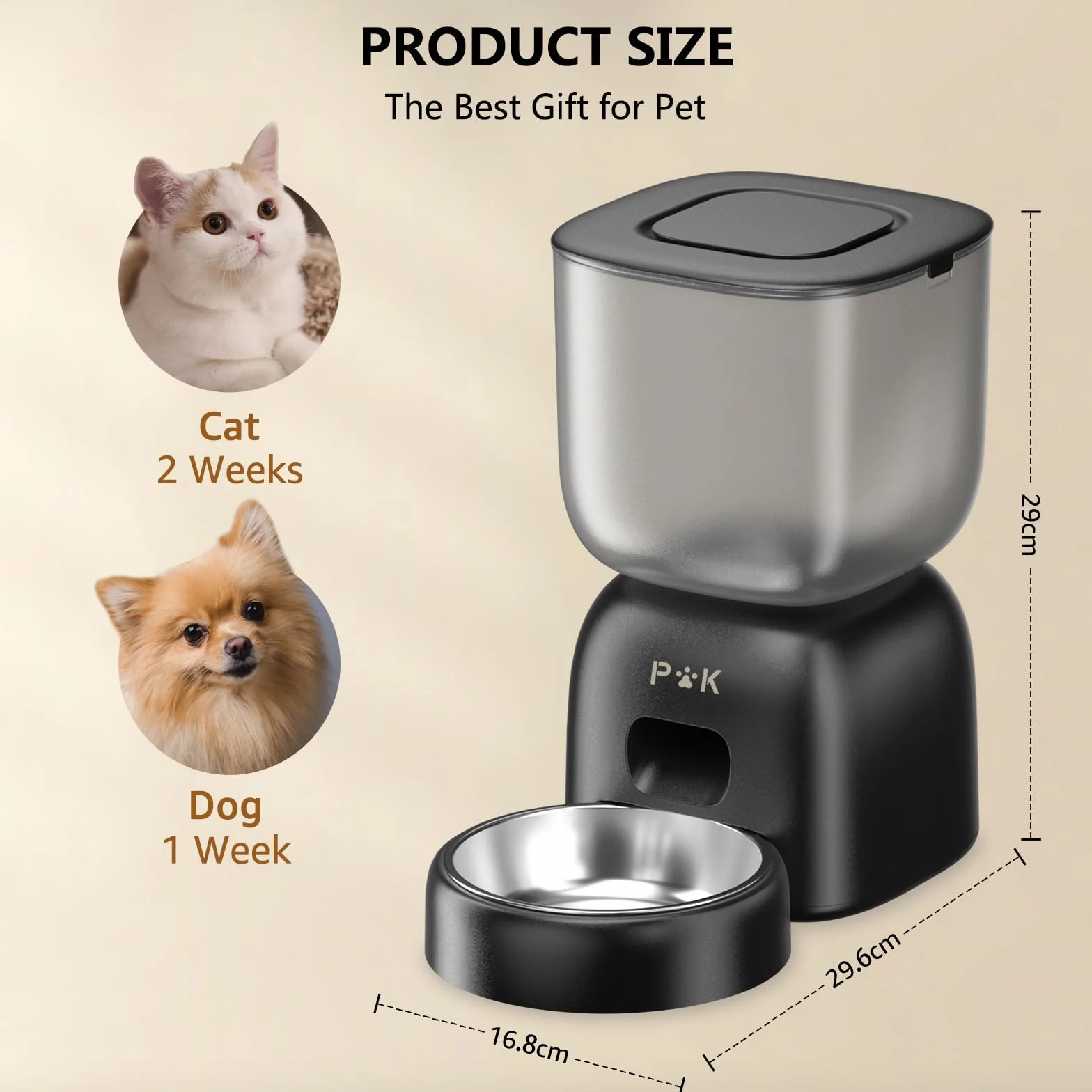 PUPPY KITTY Cady Distributore Automatico Cibo Gatti, 3L Dispenser Cibo Gatti con 10S Registrazion, Durata Della Batteria fino a 180 giorni, Orari di Mangiatoia Personalizzati, 1-4 Pasti al Giorno