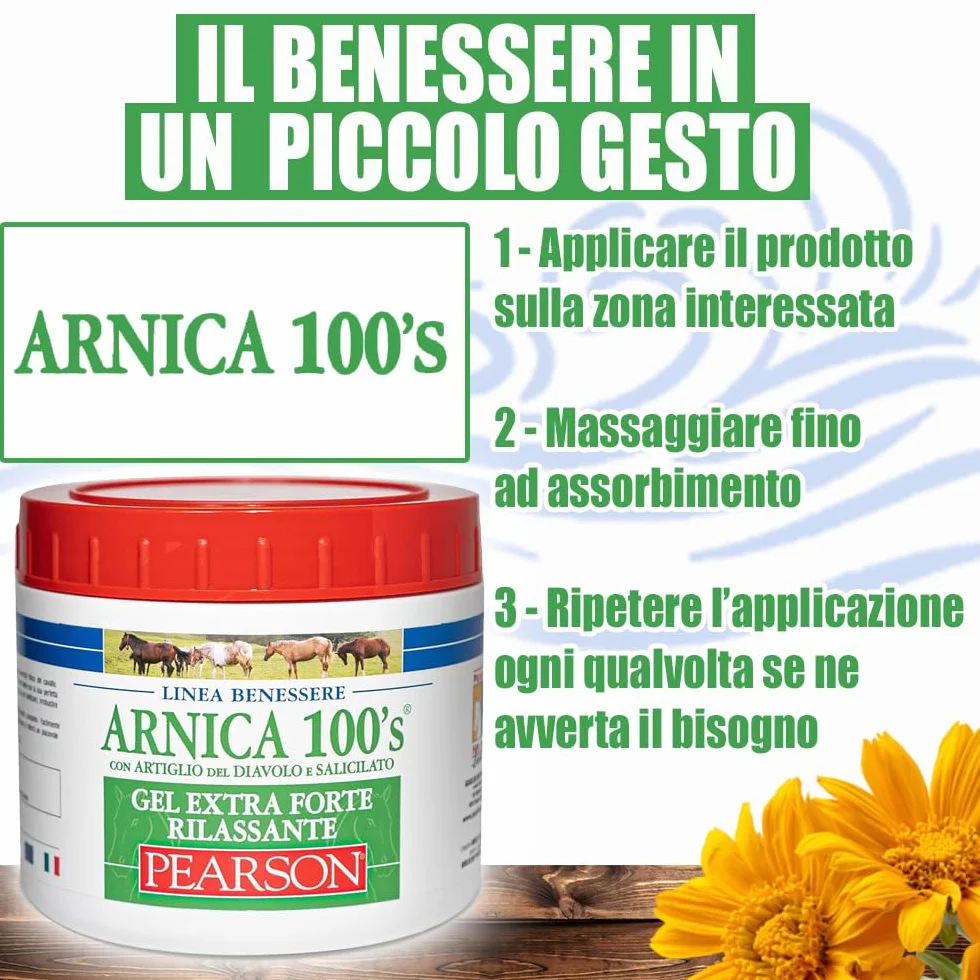 Arnica Per Cavalli Gel Extraforte Rilassante 500ml Crema Arnica Forte Con Artiglio Del Diavolo e Salicilato Pomata Defaticante Made in Italy
