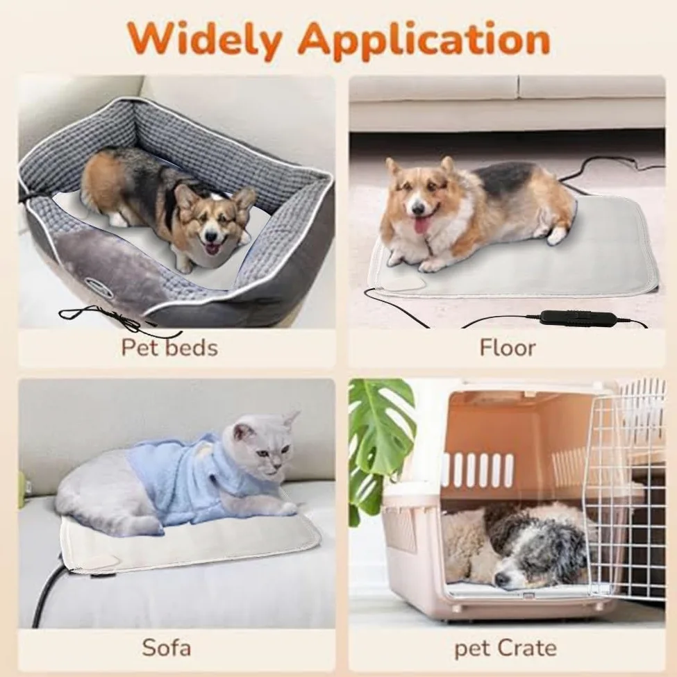 Tappetino riscaldante per animali domestici, a energia solare, per cani e gatti, temperatura regolabile, in cotone impermeabile (10/5.000 pezzi (pannello solare e coperta elettrica