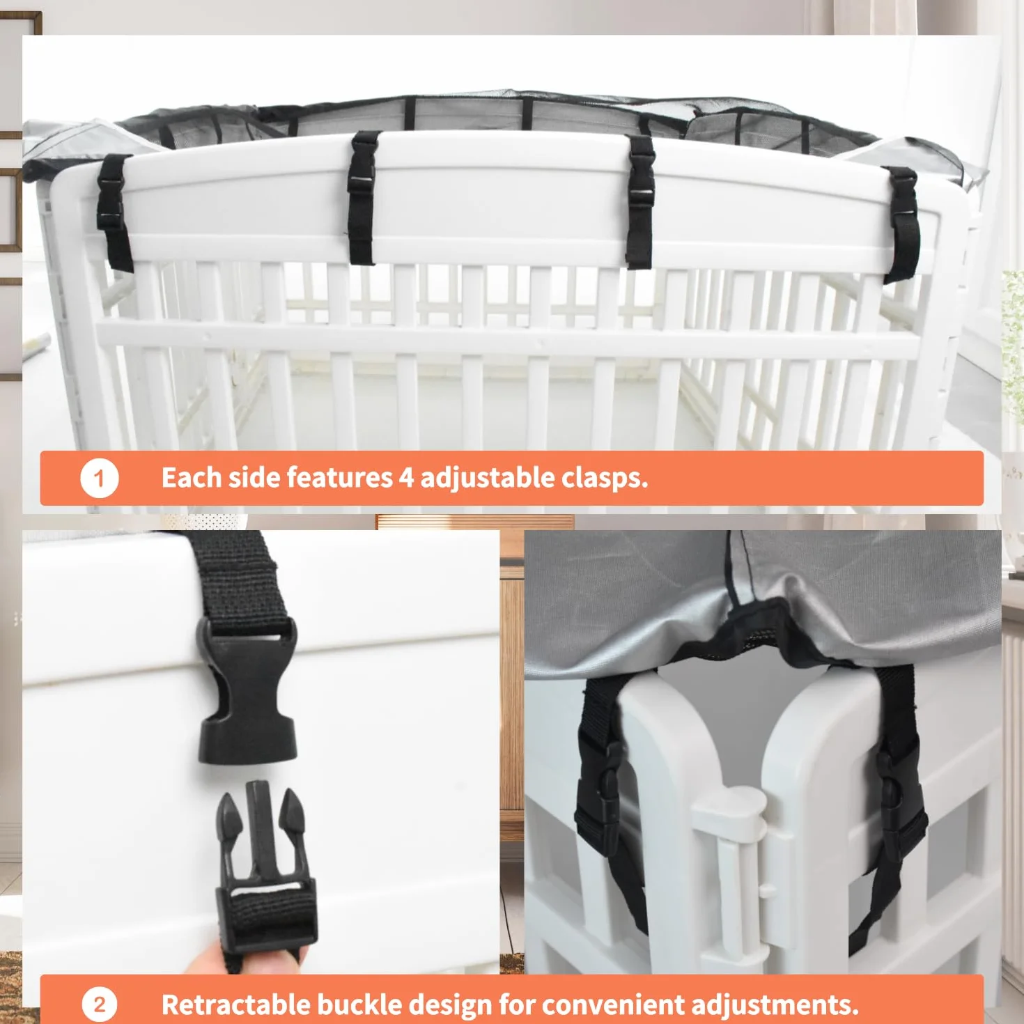 Copertura rete box cani 91 cm 4 pannelli nera fibbia telescopica