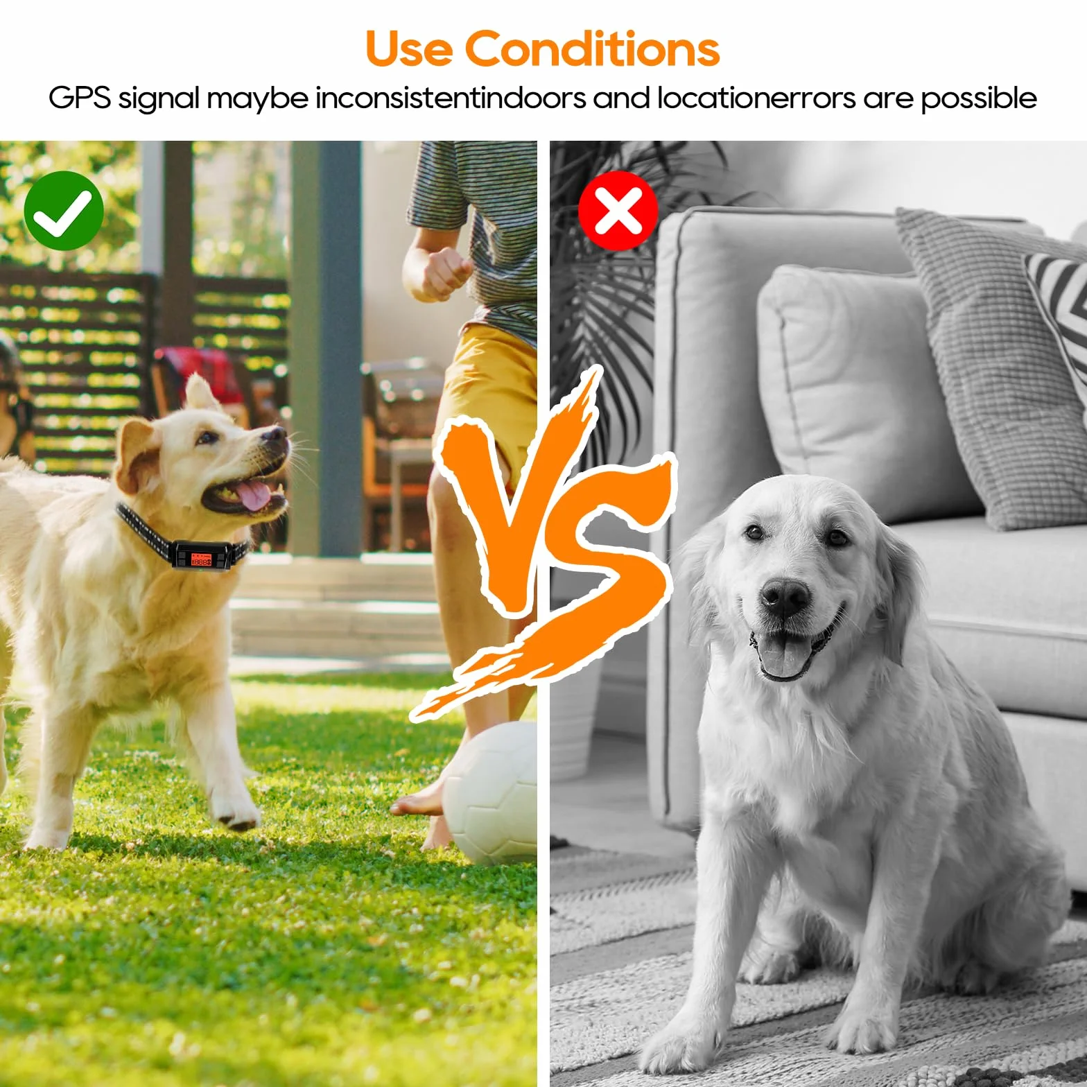 Recinto senza fili a prova di perdite, recinto per cani con GPS da esterno, GPS per cani potenziato con nuovo chip GPS intelligente, collare per cani con GPS impermeabile IPX7, fino a 1000m di raggio