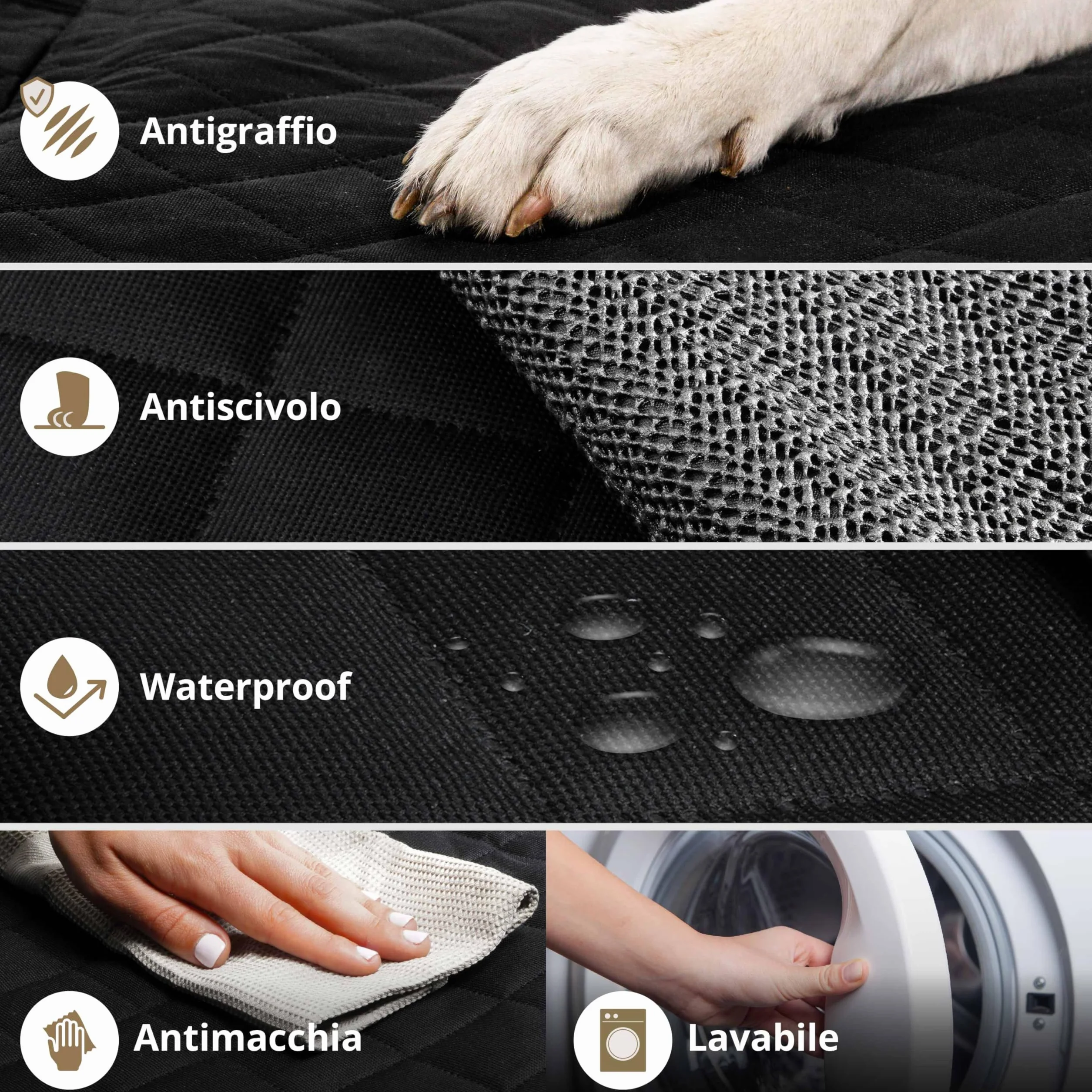 Coprisedile Auto per Cani Impermeabile Antiscivolo Antigraffio 122 cm 56 x 45 x 122 cm