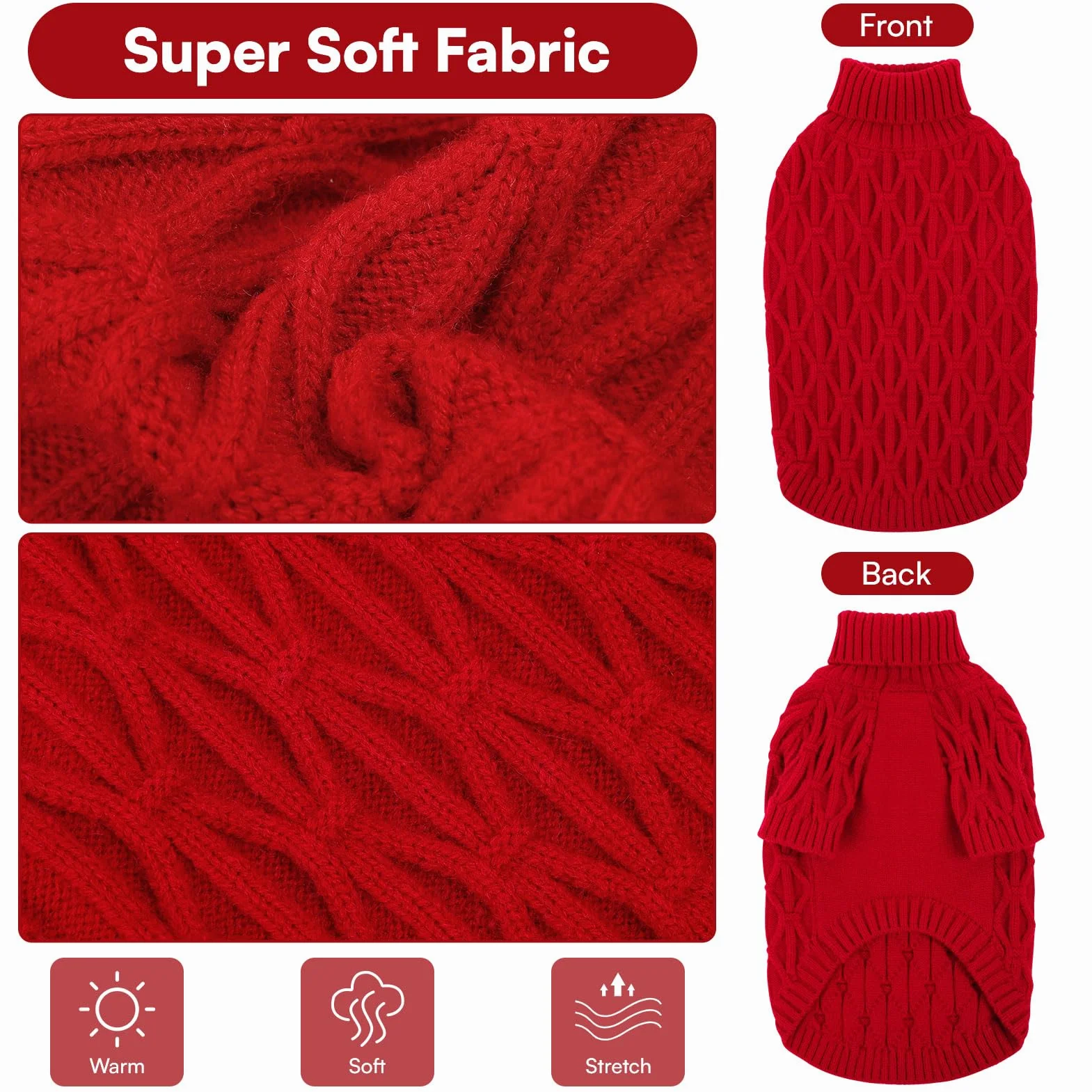 Queenmore Maglioncino Cane Morbido Elasticizzato Taglia Piccola XS Rosso