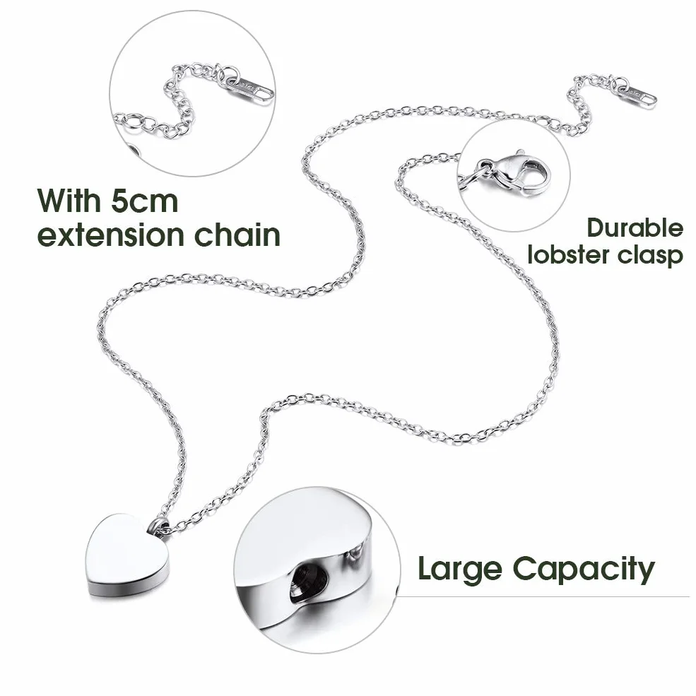 PROSTEEL Collana Ciondolo Portaceneri Cane Gatto Uomo a Forma Cuore in Acciaio Inossidabile