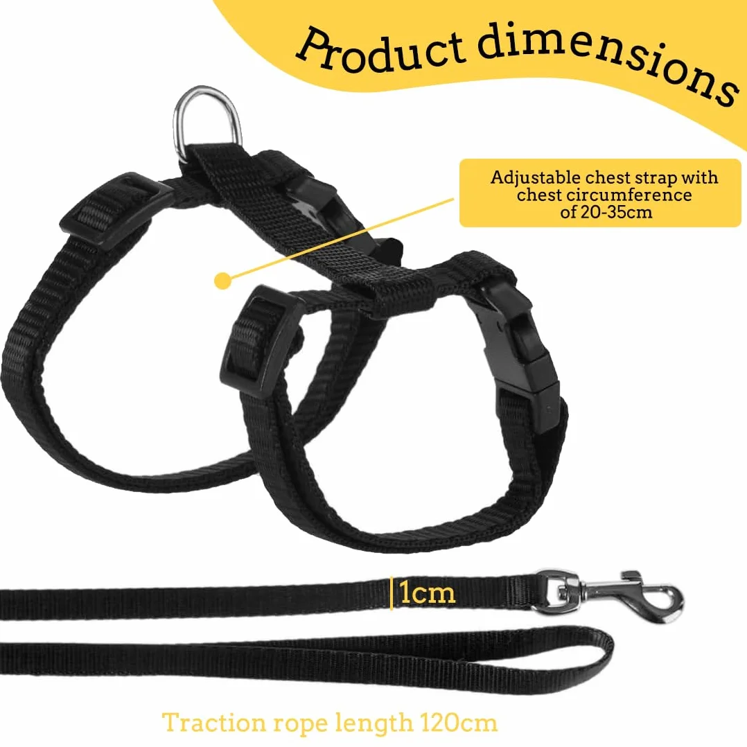 Imbracature Per Gatti 1 Pezzo Nero 120Cm Antifuga Regolabile Leggero Morbido Per Viaggi Passeggiate