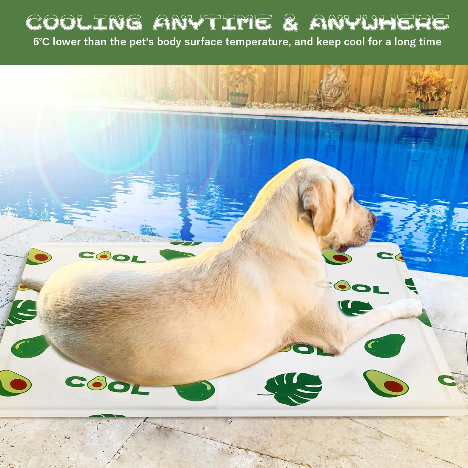 Ninonly Tappetino Refrigerante per Cani Gatti 50x65 Antiscivolo Impermeabile Gel