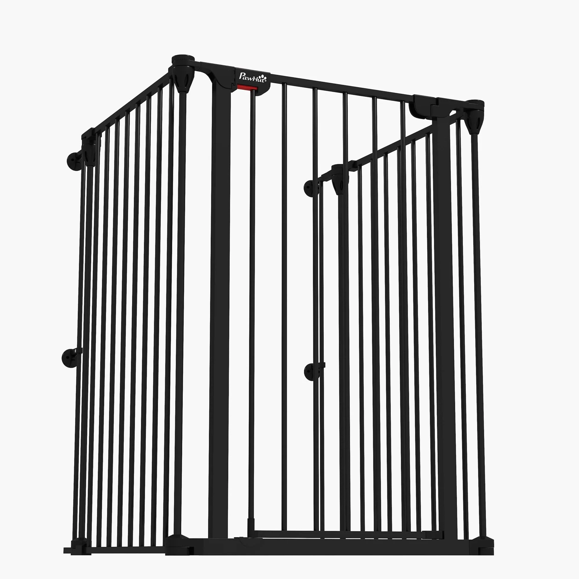 PawHut Cancelletto per Cani 90A cm 3 Pannelli Pieghevoli con Doppio Sistema di Blocco, Acciaio e Plastica, 206x90cm, Nero