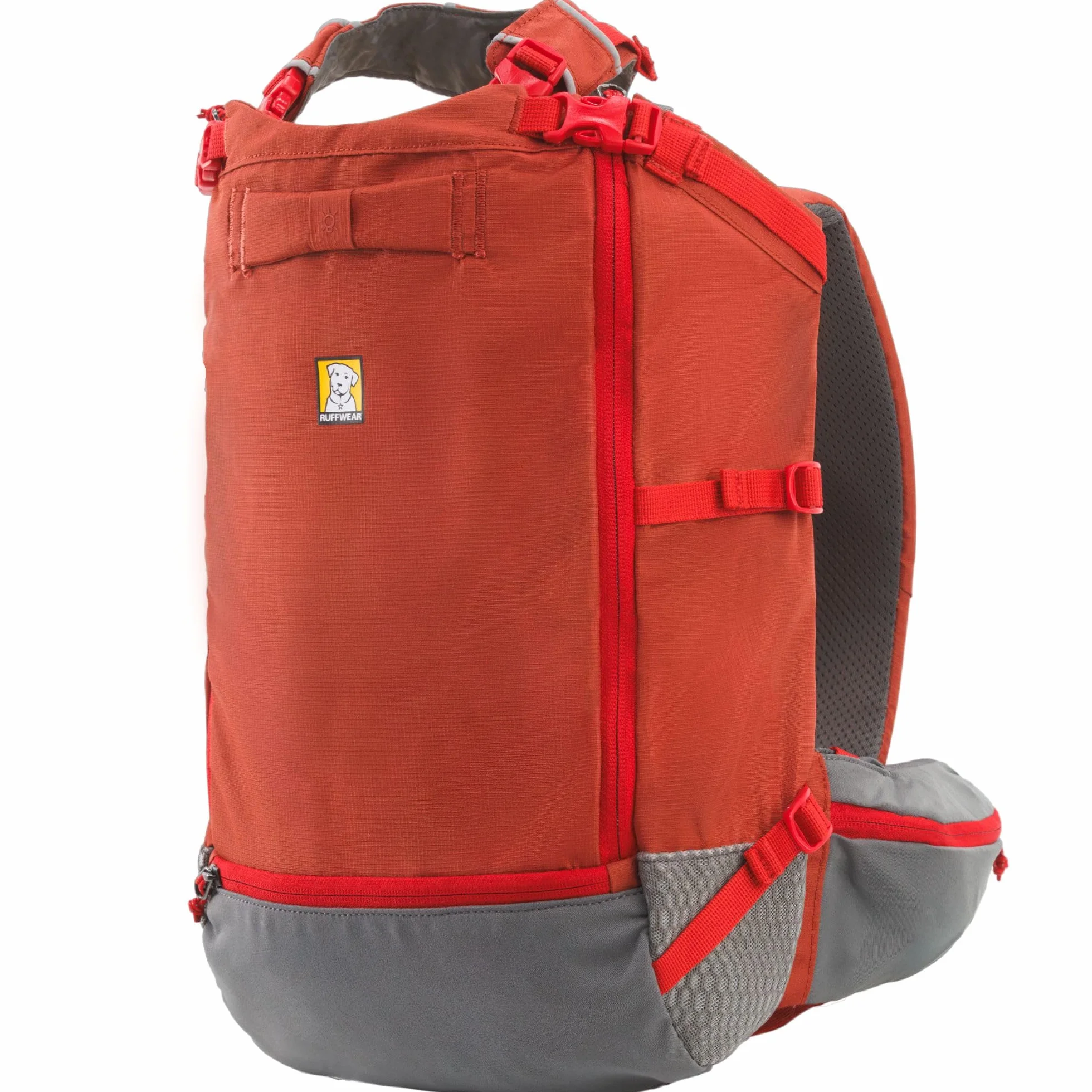 Ruffwear, Hitch Hiker - Zaino per cani, a mani libere, con rete traspirante, imbottitura in schiuma EVA, poliestere resistente, design leggero per cani di piccola taglia, argilla rossa, piccola