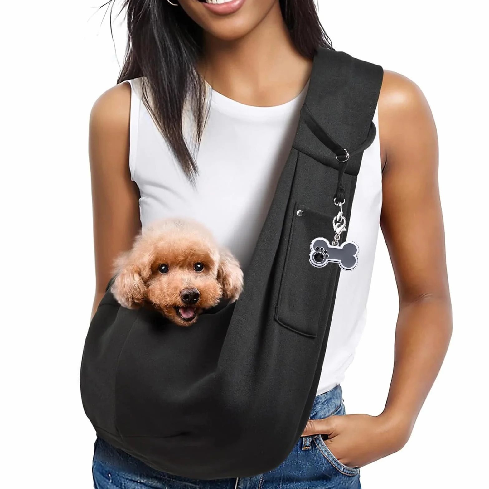 TYXHXTF Borsa da Viaggio per Cani, Regolabile Borsa Animali Domestici, Trasportino da Passeggio, Marsupio per Cani, Borsas Porta Cane, per Viaggio Passeggiata（Nero）