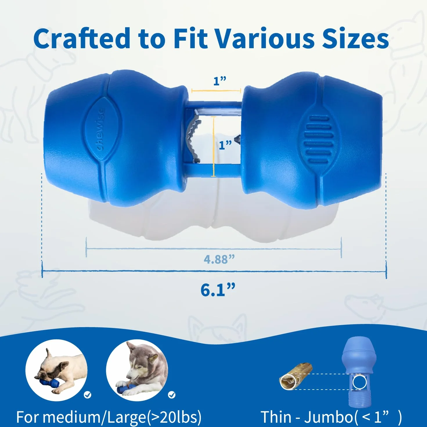 Chewise Supporto per Bastoncini da Masticare per Cani, versione migliorata, resistente e sicuro, dispositivo BPA-free per prevenire il soffocamento, compatibile con vari bastoncini e taglie di cani