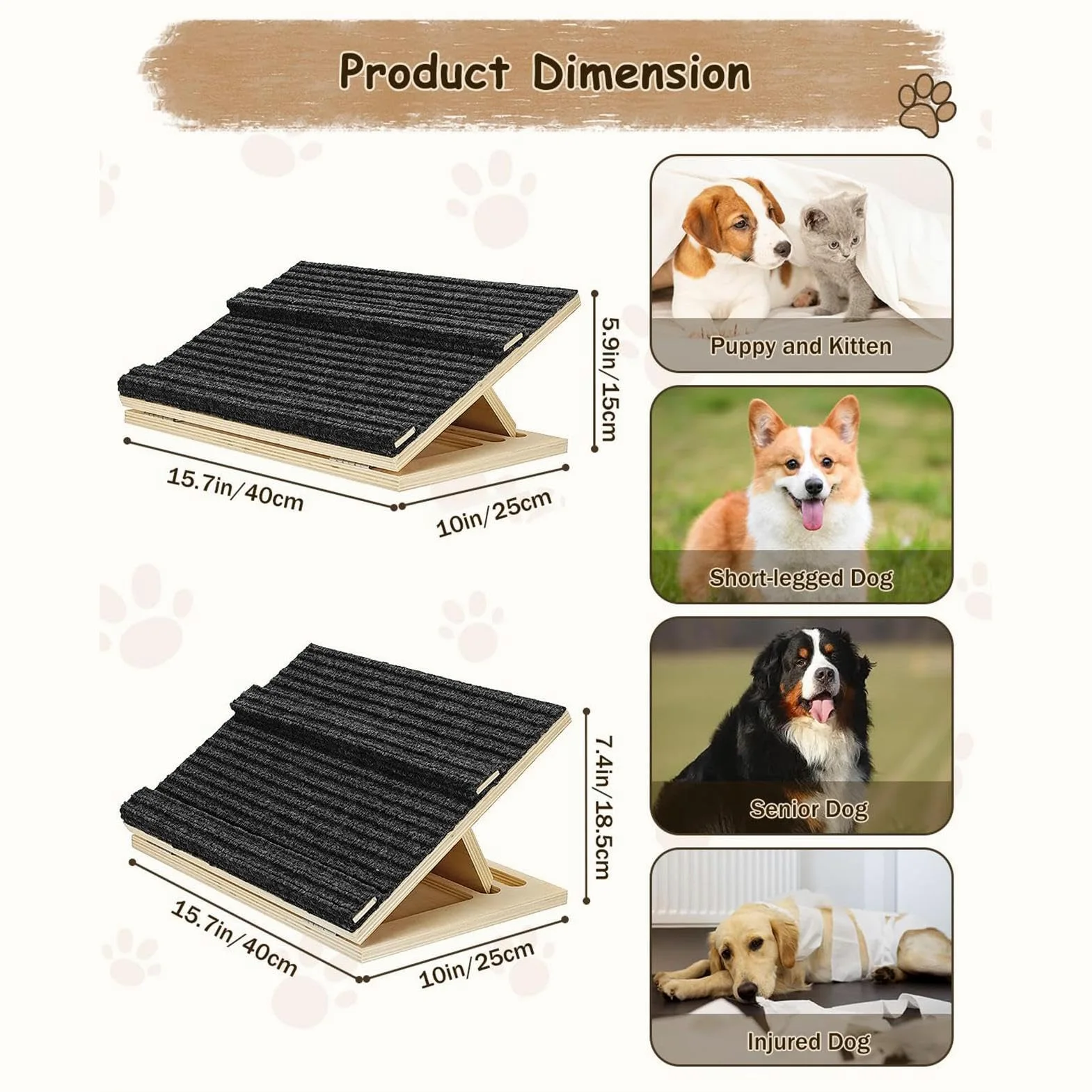 Rampa Per Cani Da Scale Scalini Regolabili Antiscivolo In Legno Per | Rampa Per Cuccioli Da Divano Per Proprietari Di Animali Ufficio In Casa Appartamento Comodino Soggiorno Camera