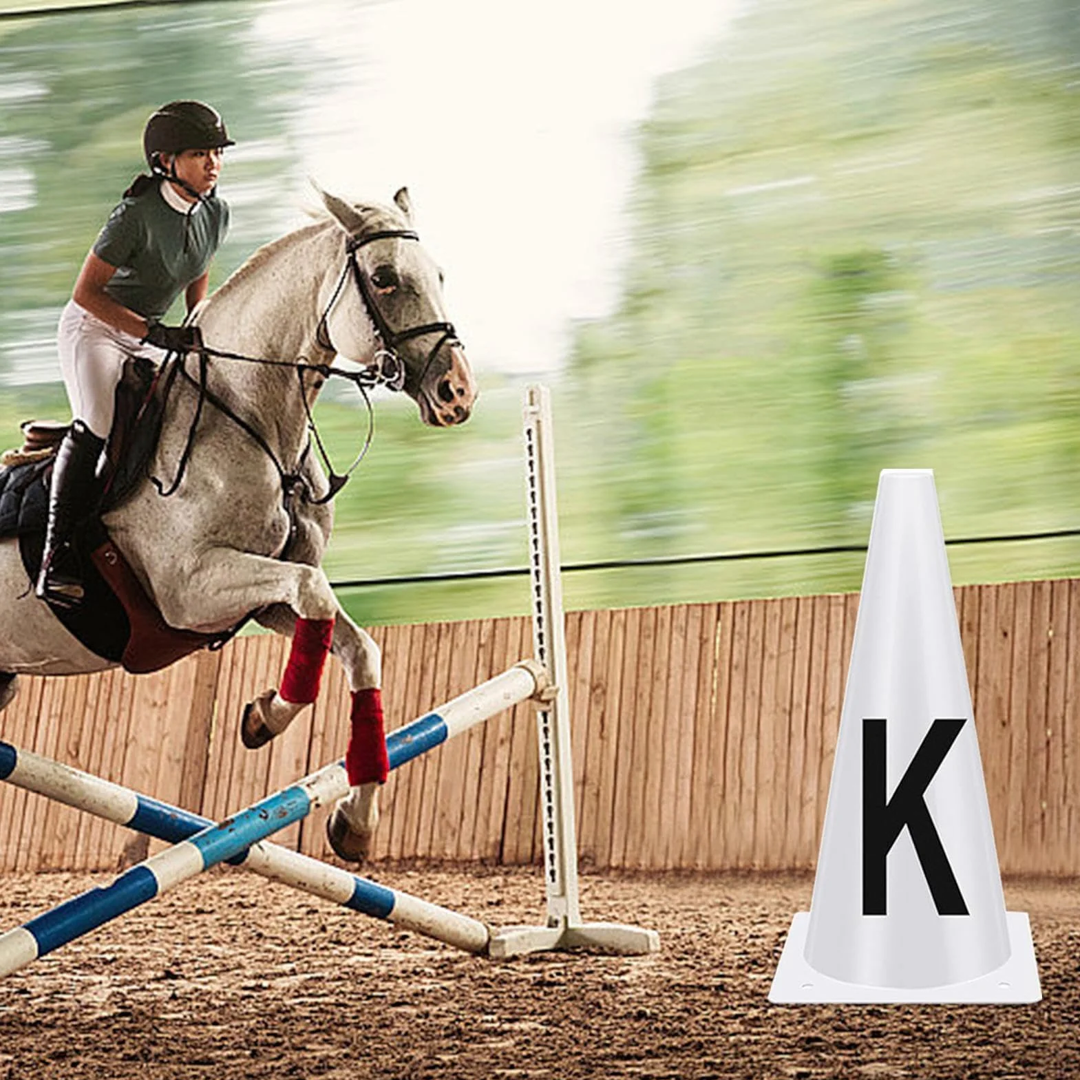 Coni per allenamento sportivo,Coni per allenamento - Coni da dressage con lettere | Segnalini da dressage da competizione, coni da allenamento sportivo impilabili per atleti equestri