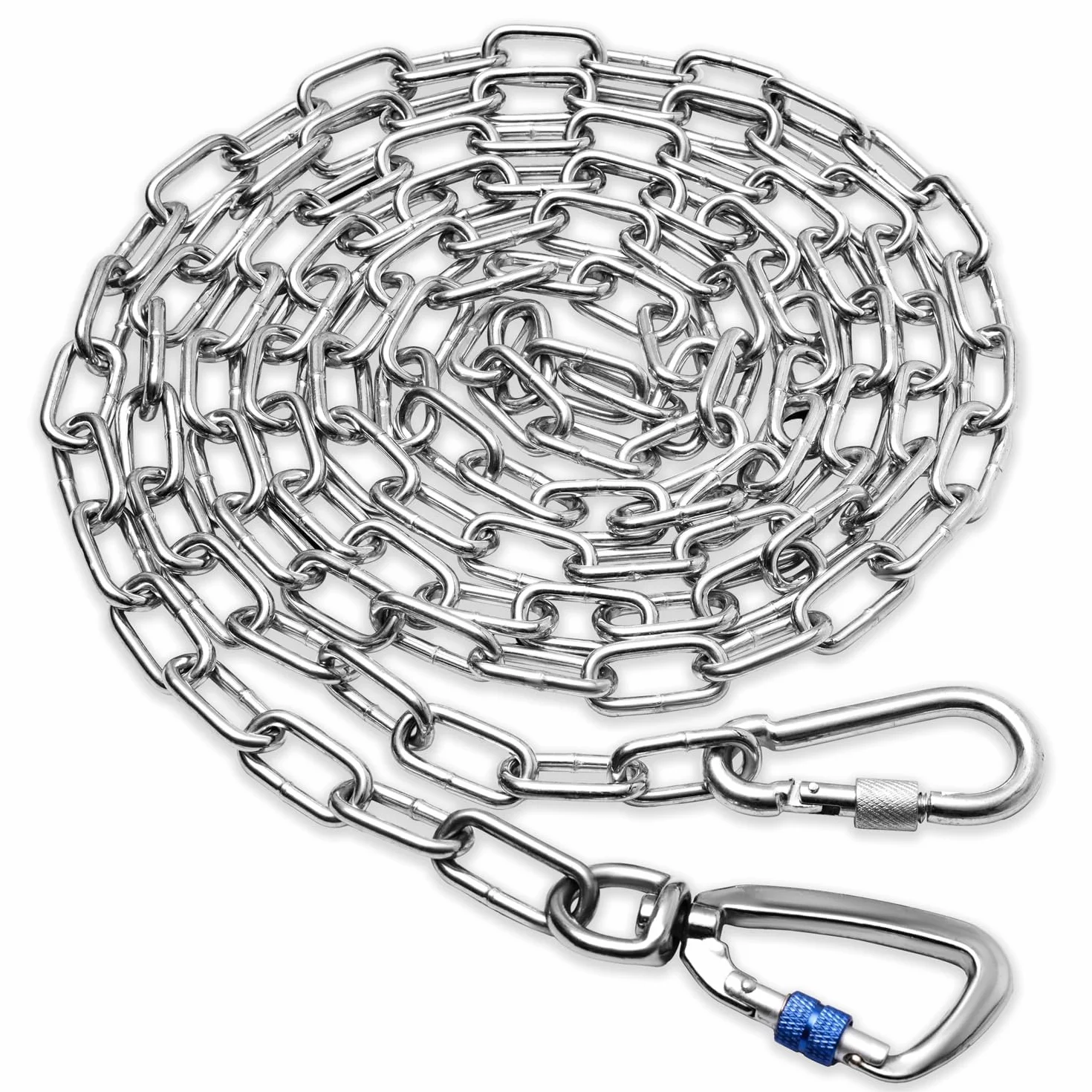 Catena per cani resistente per guinzaglio in metallo da 5 m, a prova di masticazione, guinzaglio lungo per esterni con forte gancio girevole, runner per cani all'aperto per campeggio, cavo per legare
