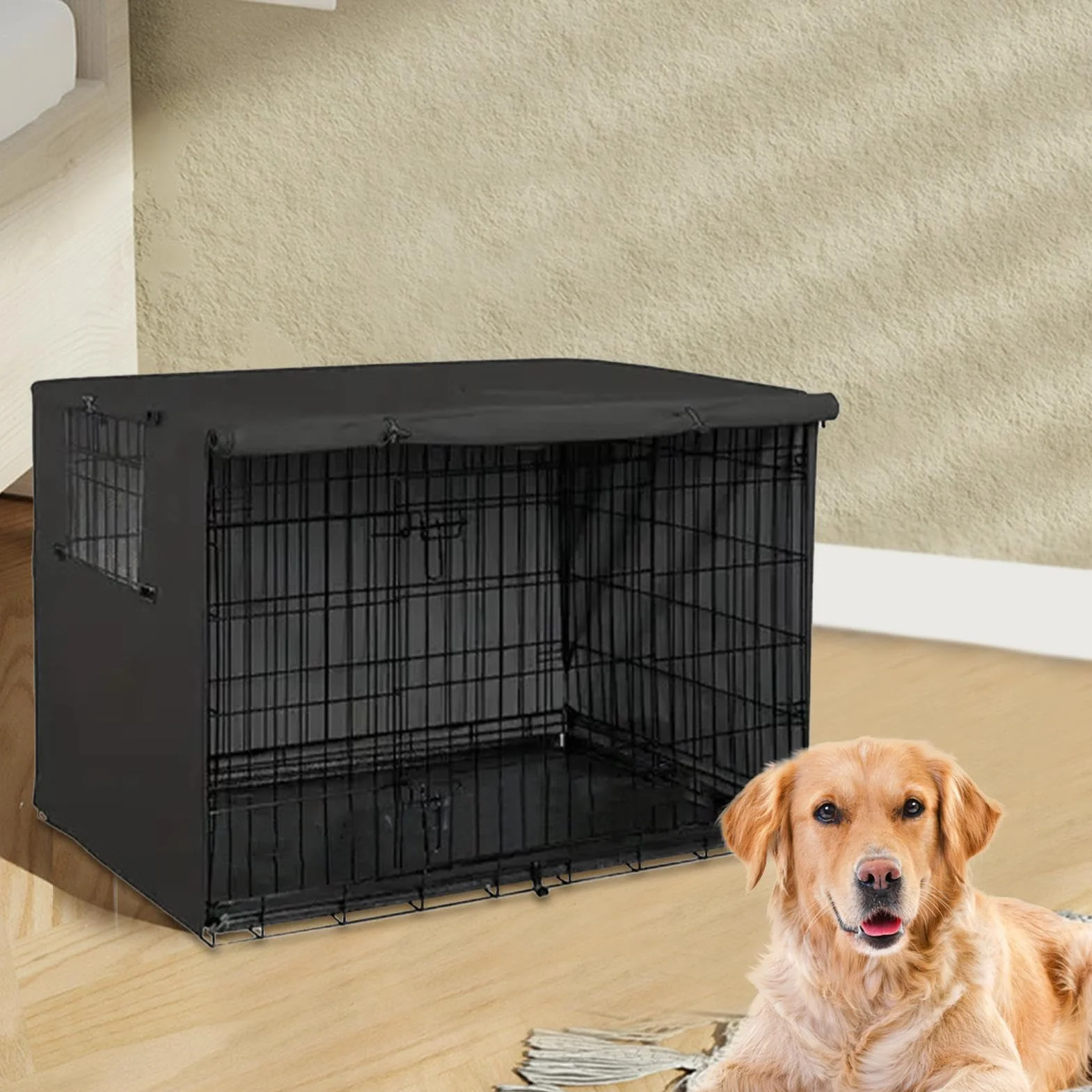 Copertura Gabbia Cani Impermeabile Tessuto Oxford 210D Doppia Porta per Kennel Cuccioli Gatti Addestramento Interni Esterni