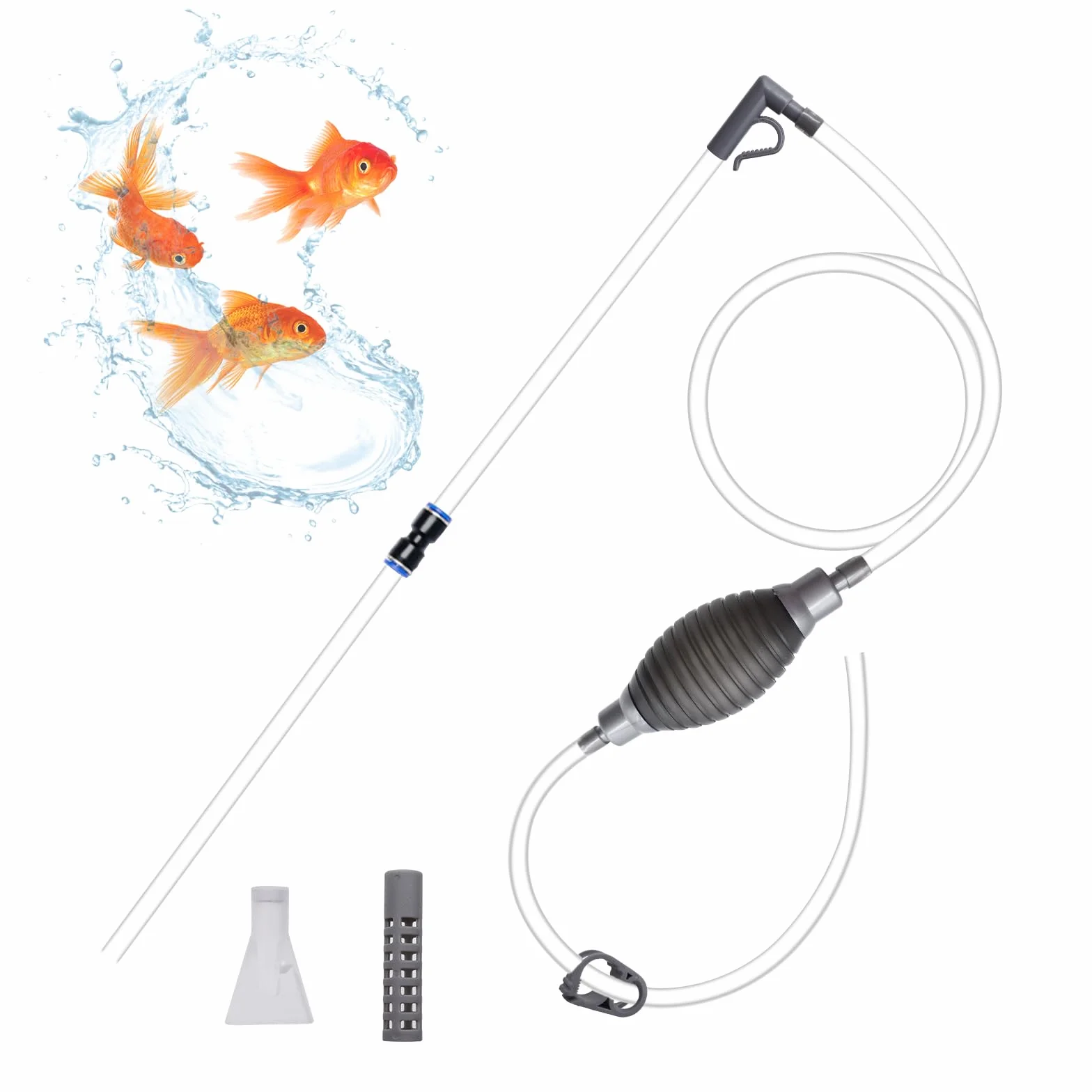 CONNECTION 7 Pezzi Aspiratore Acquario 2.2M Pompa Pulizia Acquario Sifone Acquario Cambio d'Acqua per Acquario Aspirarifiuti Acquario Pulitore Acquario per Pulizia della Sabbia Cambio dell'Acqua