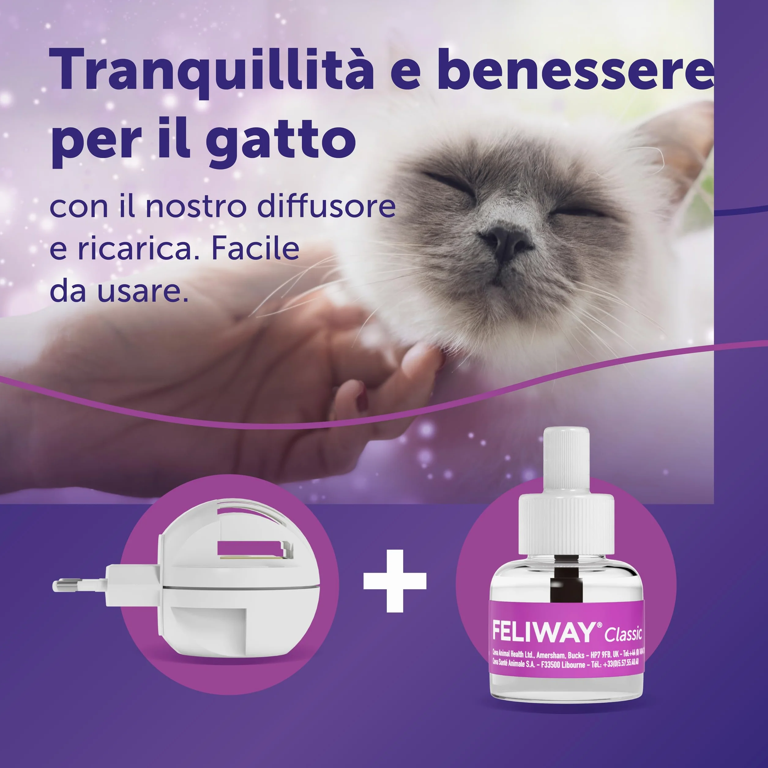 FELIWAY Classic Starter Kit Diffusore di Feromoni Calmanti per Gatti, 48 ml – Aiuta a risolvere i segni comuni di stress nei gatti e gattini, Raccomandato dai Veterinari, Clinicamente Testato