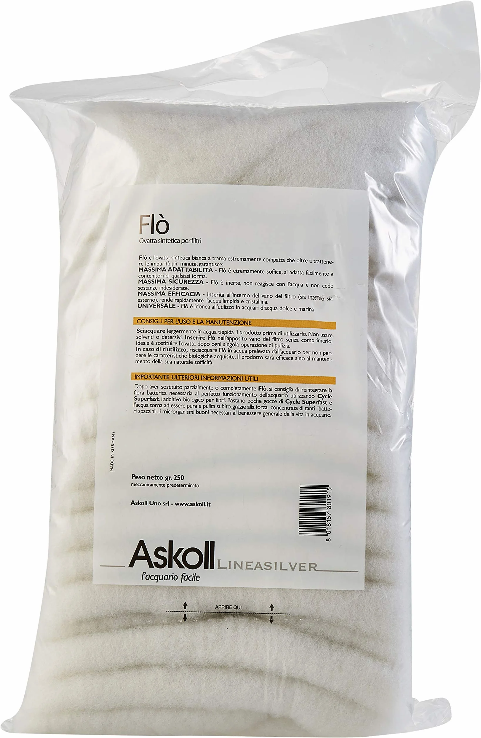 Askoll 280191 Ovatta Sintetica per Filtri, 250 ml