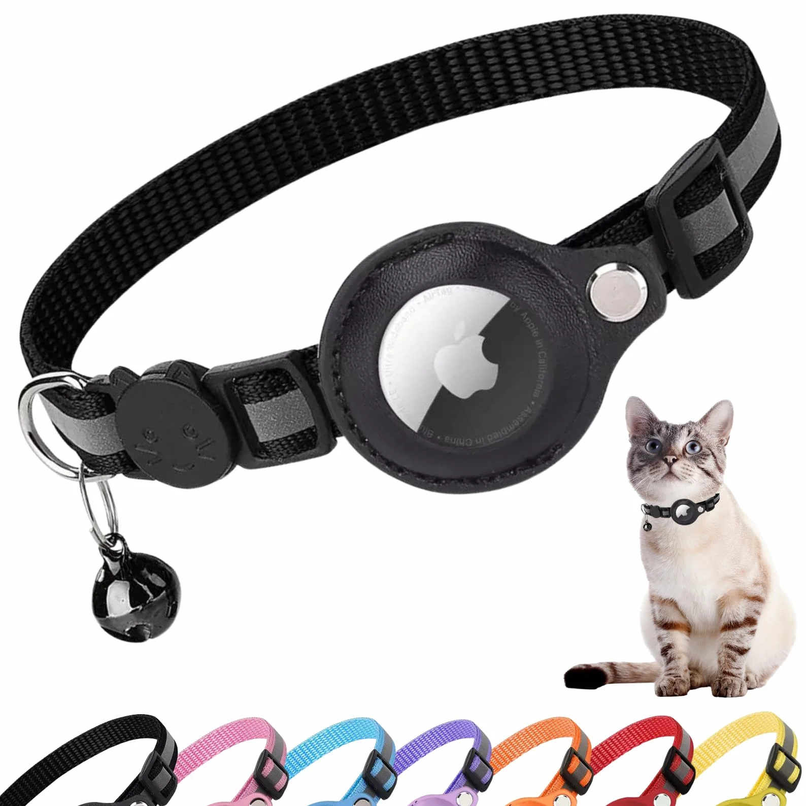 Croc-Cat® Collare Gatto, Compatibile AirTag Apple, Localizza il Tuo Gatto, Leggero & Confortevole, Sicurezza Massima, GPS Air Tag Non Incluso