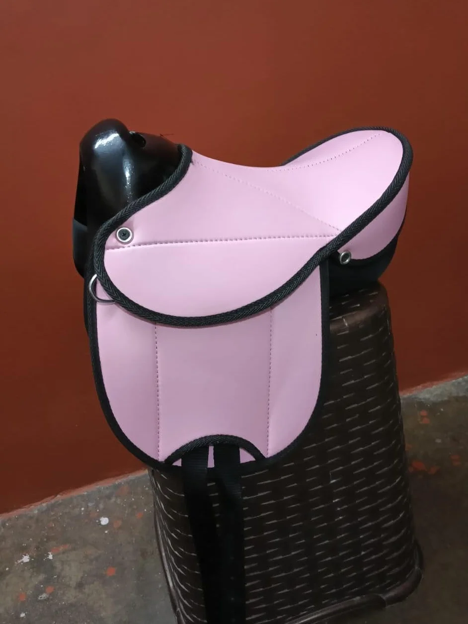 Sella Cub per Bambini Cavallo Shetland con STAFFE SOTTOPANCIA in Cuoio E SOTTOSELLA (Rosa)