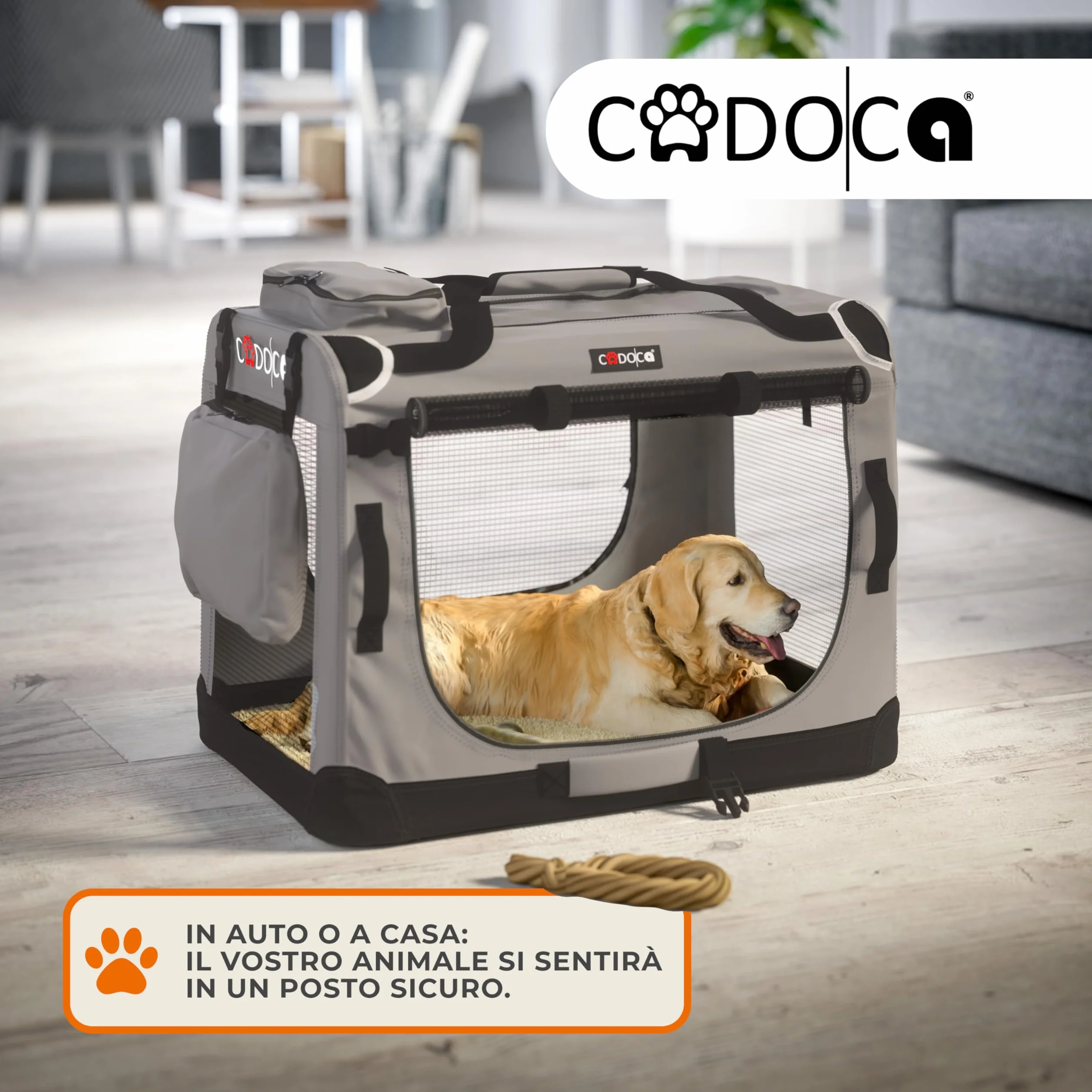 CADOCA Trasportino Cane Gatto XXL 92x64x64cm Gabbia Trasporto Traspirante