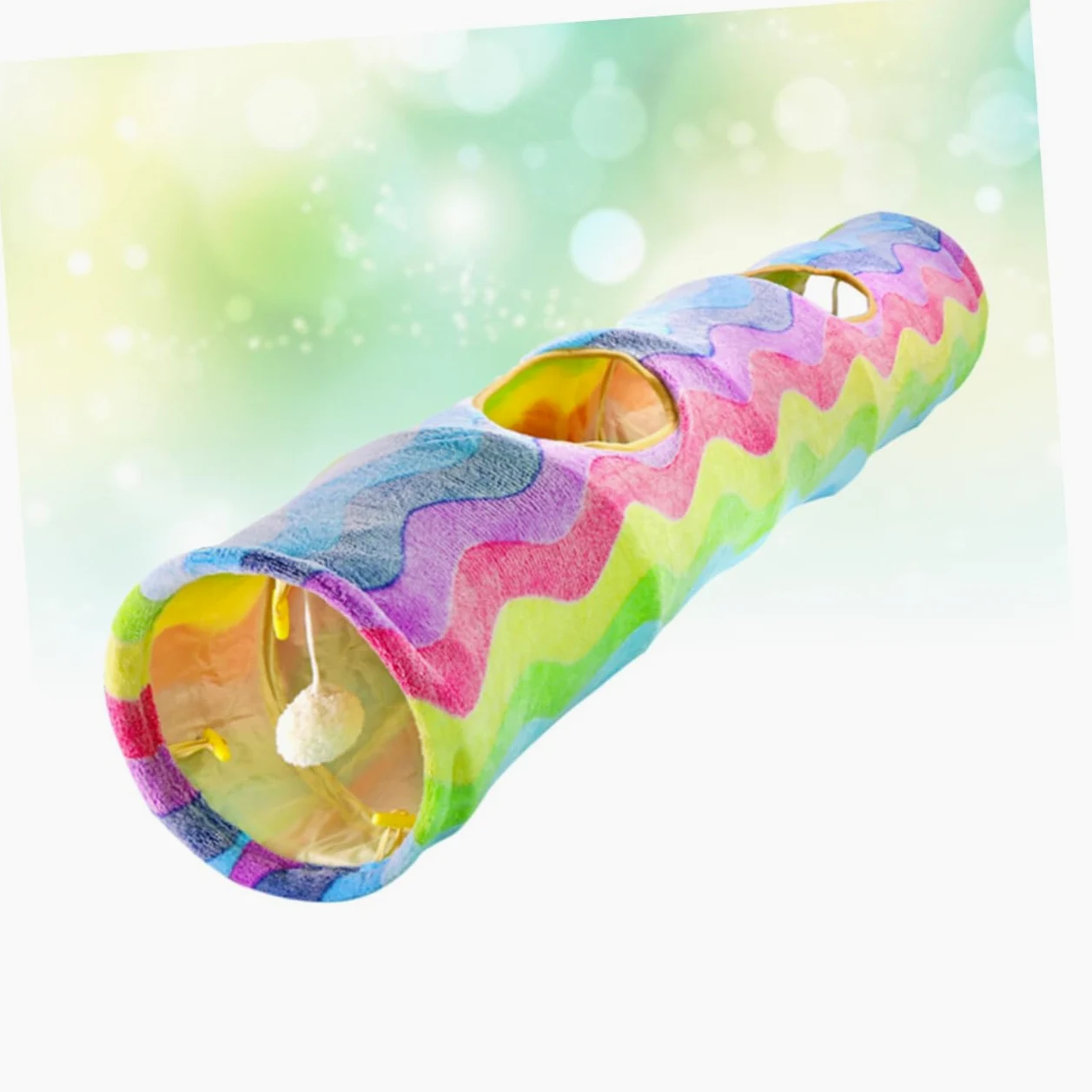 Tunnel per Gatti Pieghevole, Gioco Interattivo a Tubo | Carta Sonora, Stile Arcobaleno, per Gattini e Gatti, Design Creativo per Sessioni di Gioco