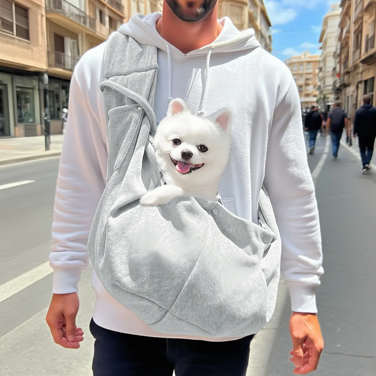 Grigio Borse per Cani, con Capacità di Carico di 7,5 Kg, Marsupio Cane, Marsupio per Gatti, per Escursioni e Attività Aperto