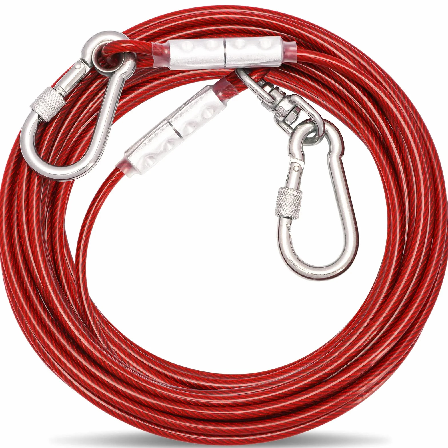 Tie-Out guinzaglio per cani, 3/6/9/15 m, per il cortile, guinzaglio per cani (rosso, 9 m