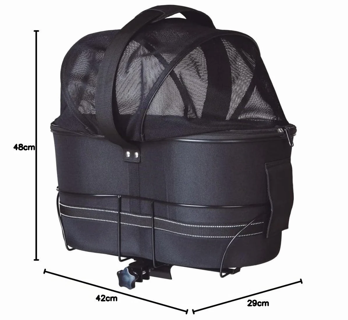 Trixie Cestino Bici per Cani – Portapacchi Posteriore – Fino a 6 kg – 29 × 42 × 48 cm – Telaio in Metallo Resistente con Imbottitura Morbida, Laccio di Sicurezza & Coperchio a Rete