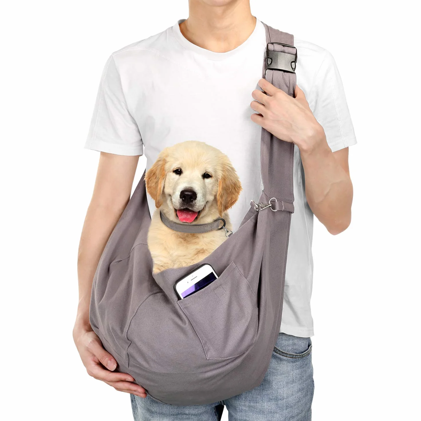 Borsa a Tracolla Porta Animali Domestici, Adatta Per Cani e Gatti Di Taglia Media, Carico massimo 20~25 Libbre Comoda, Perfetto Per La Passeggiata Quotidiana, Attività all'Aria Aperta e Avventura